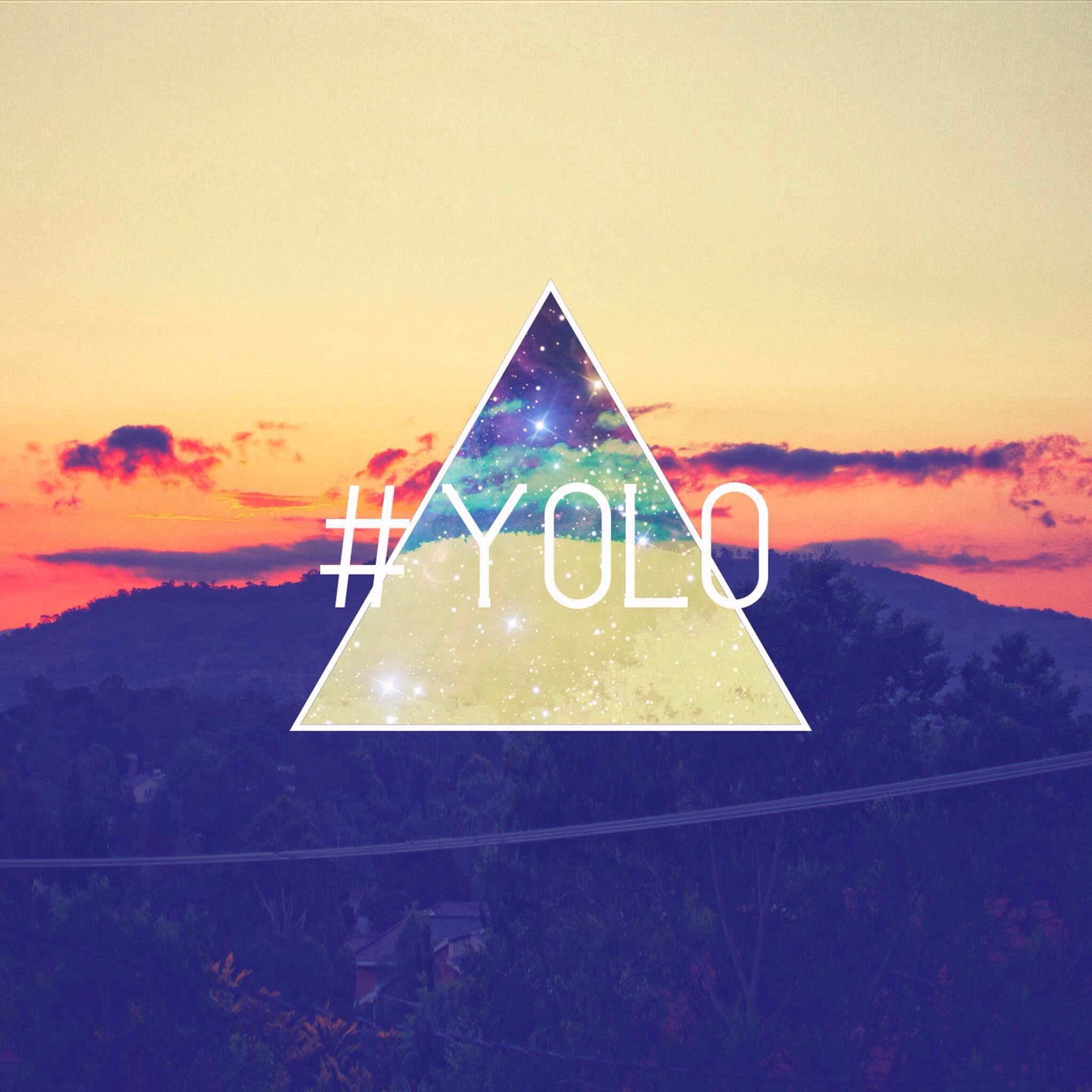 YOLO, Triangolo, Tramonto, Hashtag, sfondo per iPad e tablet