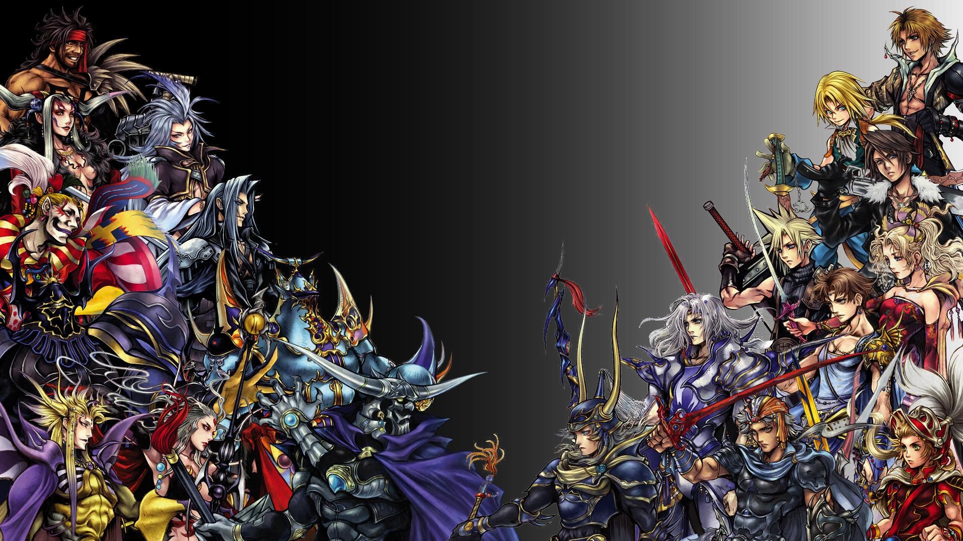 Dissidia Final Fantasy, Yoshitaka Amano, Final Fantasy, Eroi, Antagonisti, sfondo 16:9 Full HD