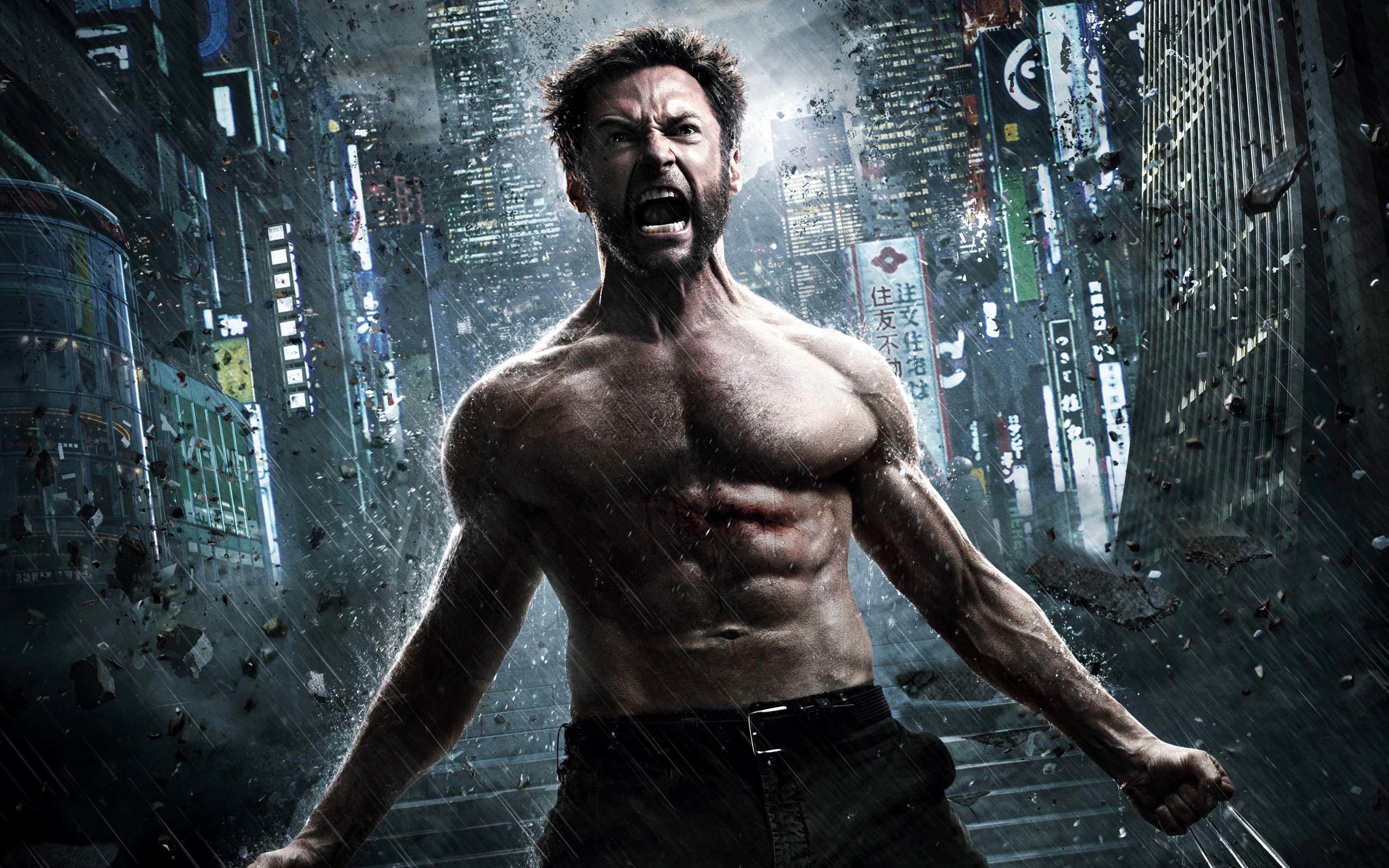 Wolverine - L'immortale, Hugh Jackman, Wolverine, Ruggito, Tokyo, sfondo 2K per portatile