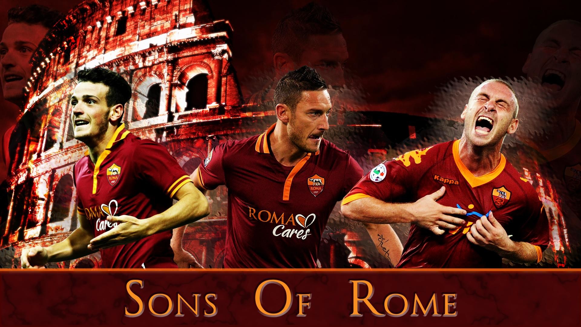 AS Roma, Francesco Totti, Daniele De Rossi, Sons of Rome, Colosseo, sfondo desktop Full HD