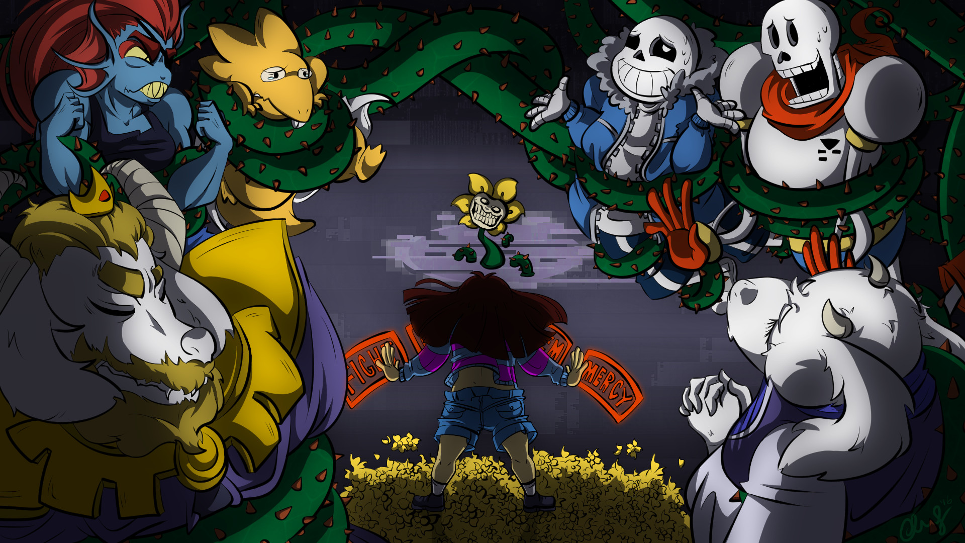 Undertale, Frisk, Sans, Papyrus, Toriel, Undyne, Full HD 1080p, sfondo desktop