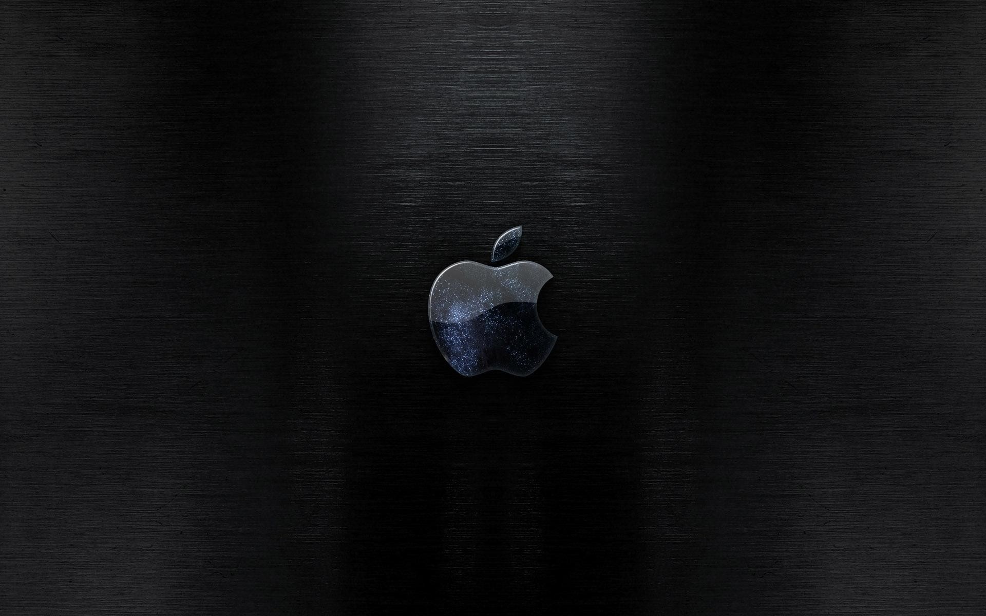 Apple, Logo, Metallo spazzolato, Grigio scuro, 16:10 Full HD, sfondo widescreen
