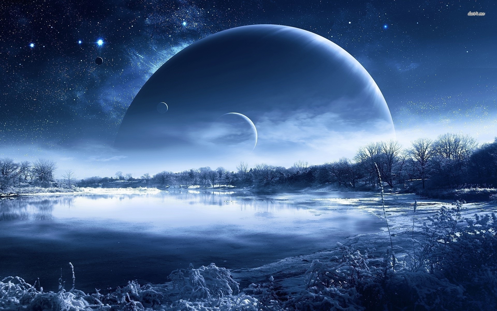 Pianeta, Lago ghiacciato, Inverno, Blu, 16:10 Full HD, sfondo widescreen