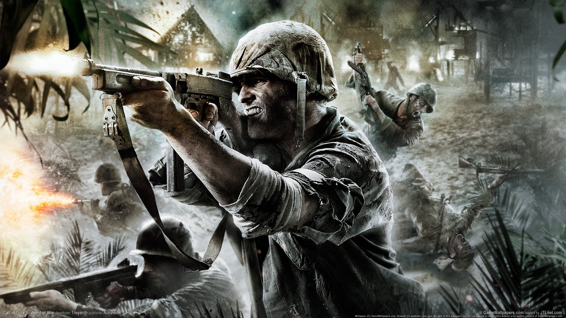 Call of Duty: World at War, Soldato, Seconda guerra mondiale, Mitra, sfondo widescreen Full HD
