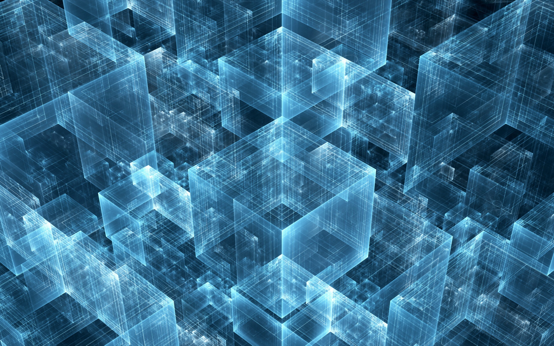 Cubi, Astratto, Frattale, Blu, 1920x1200, sfondo per PC