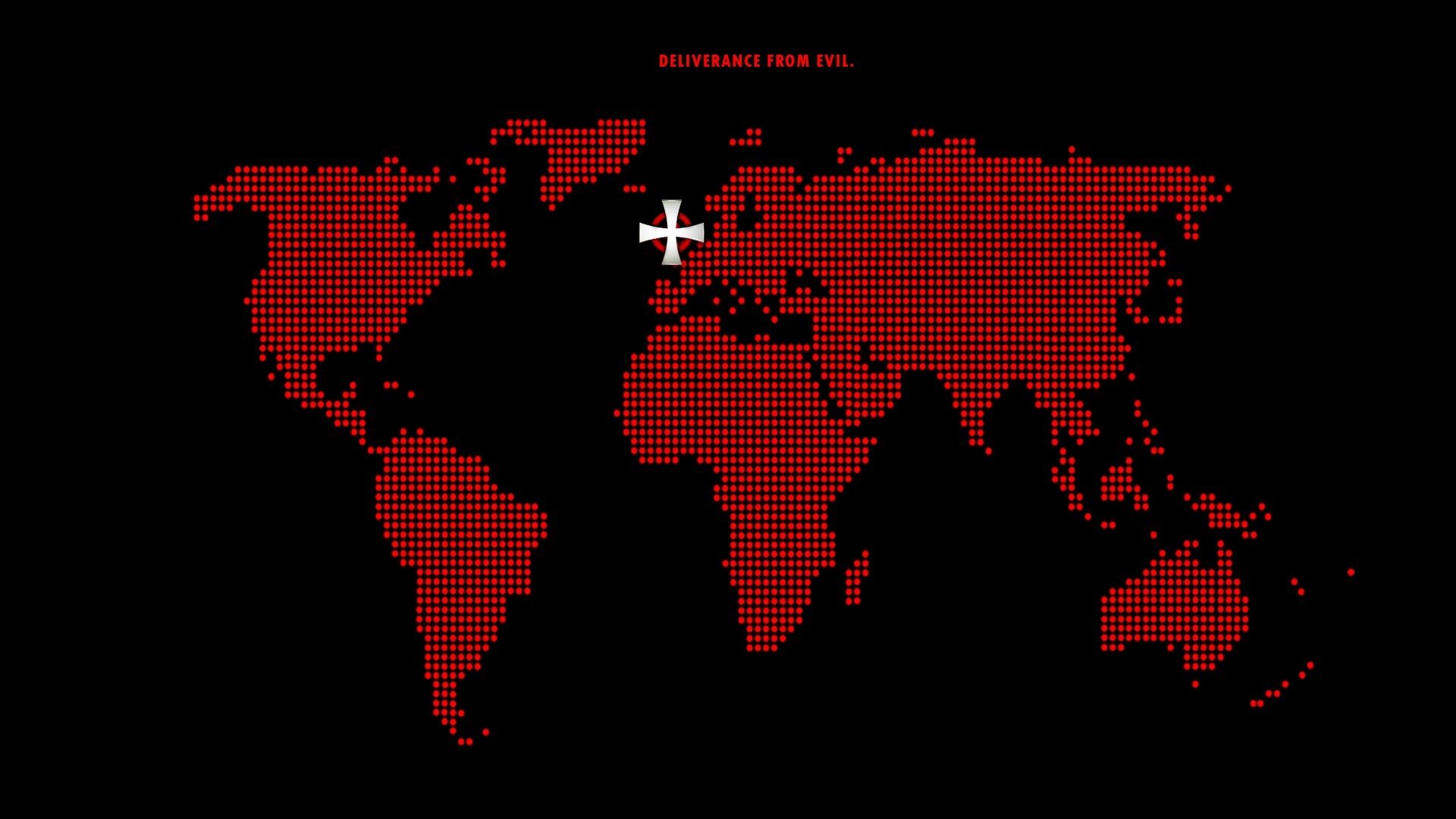 Mappa a punti, Croce, Rosso, Sfondo nero, Full HD, wallpaper per computer
