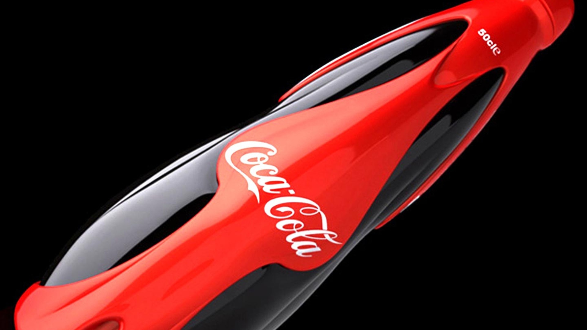 Coca-Cola, Bottiglia di design, Rosso e nero, Sfondo nero, 1920x1080, wallpaper desktop