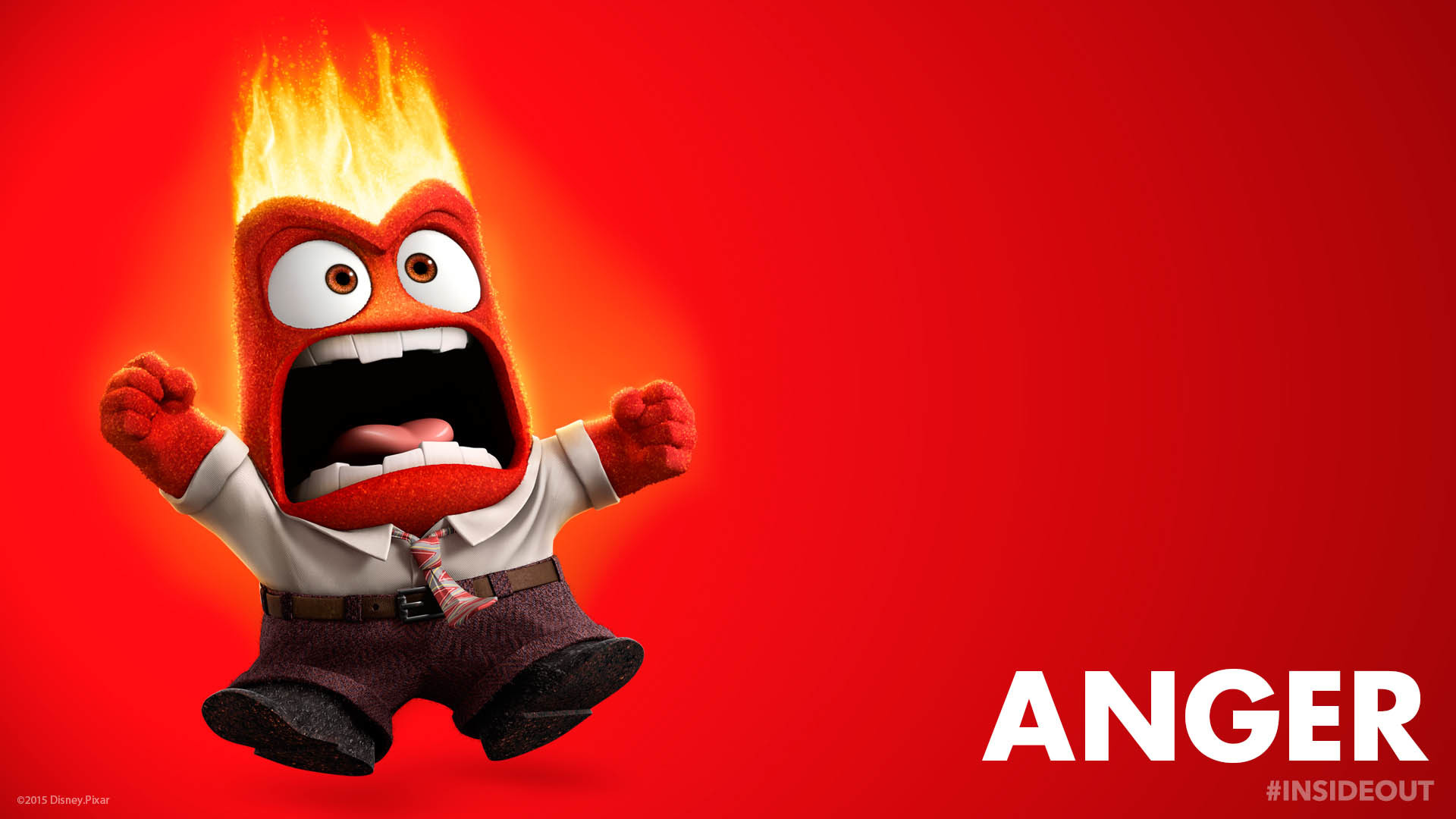 Rabbia, Inside Out, Anger, Sfondo rosso, Fiamme, 16:9 Full HD, wallpaper widescreen
