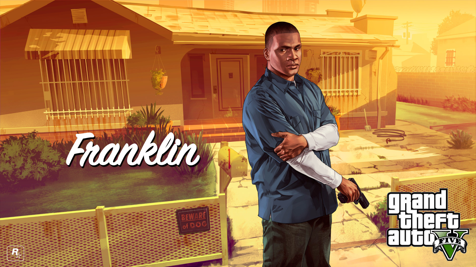 Franklin Clinton, Grand Theft Auto V, Casa, Tramonto, Full HD, sfondo per PC e portatile
