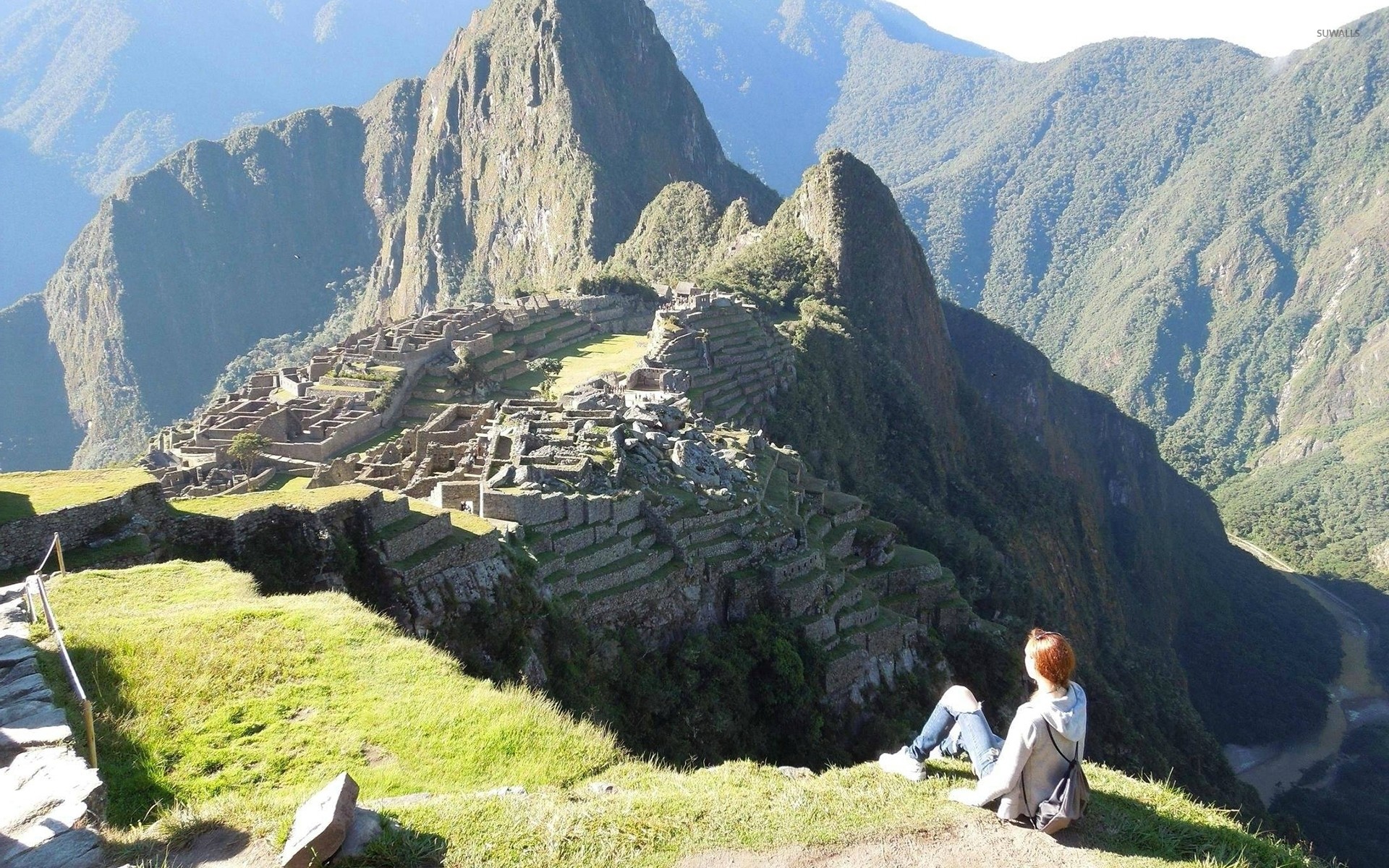 Machu Picchu, Huayna Picchu, Perù, Turista, Ande, Full HD, sfondo desktop