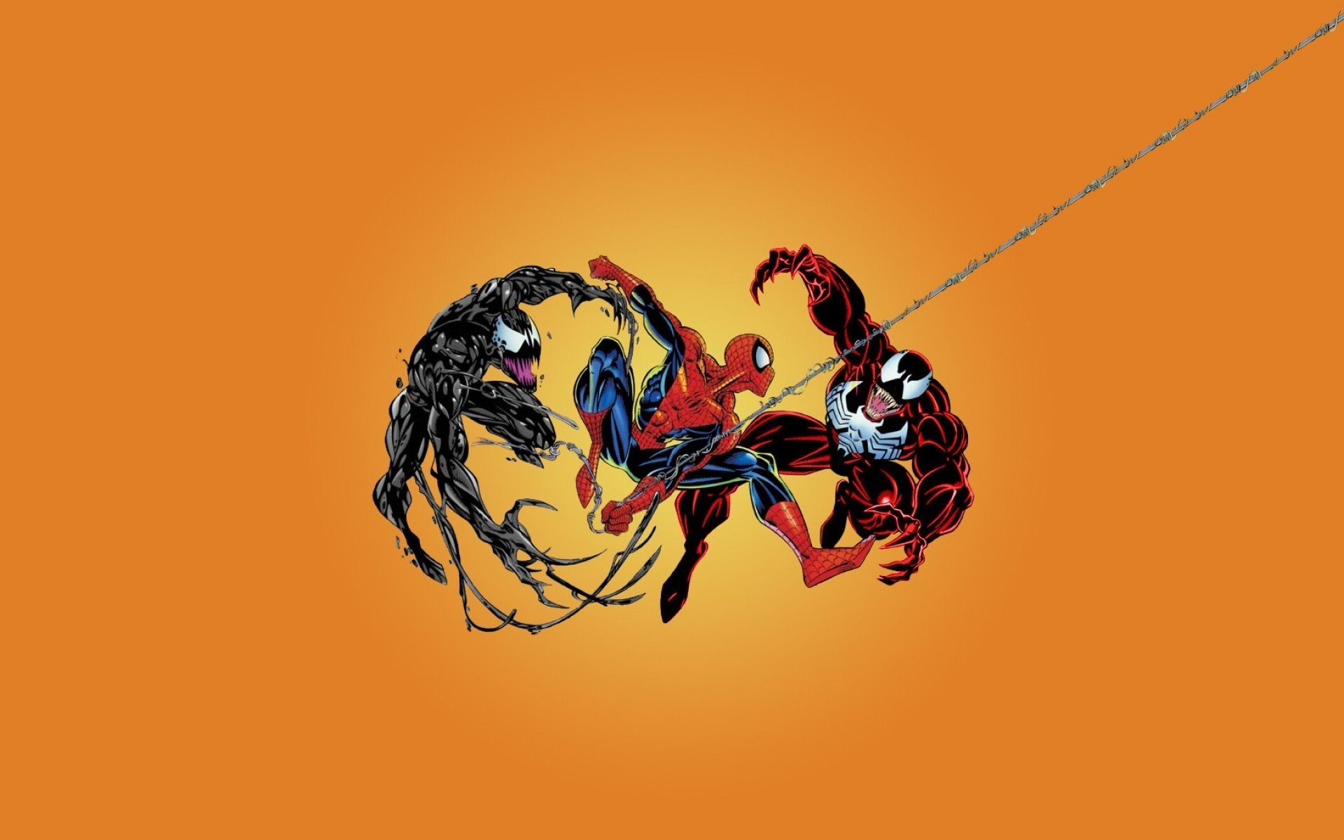 Venom, Spider-Man, Carnage, Marvel, Arancione, 16:10 Full HD, sfondo widescreen