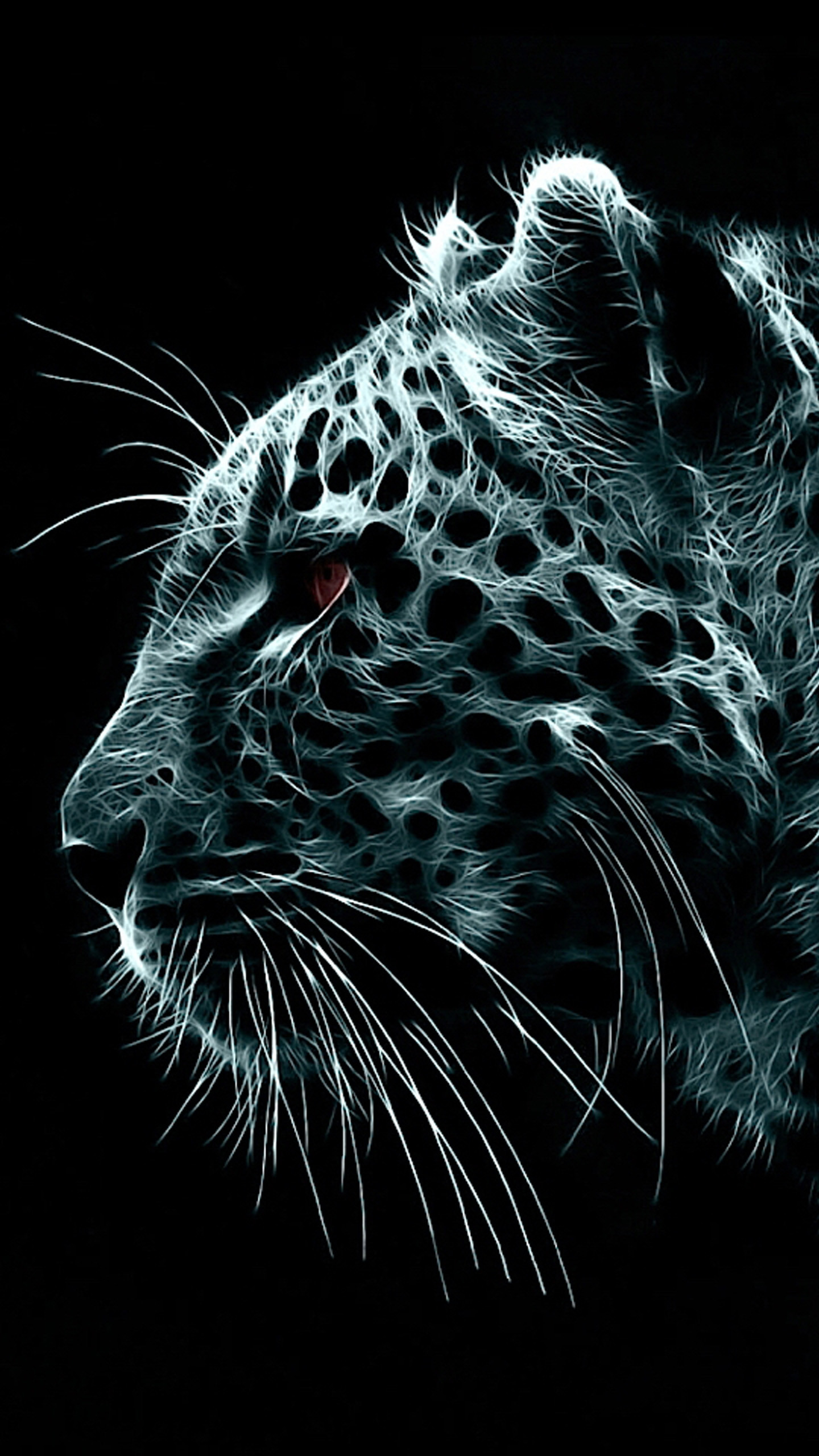 Leopardo, Arte digitale, Sfondo nero, QHD+, schermata di blocco Samsung S7