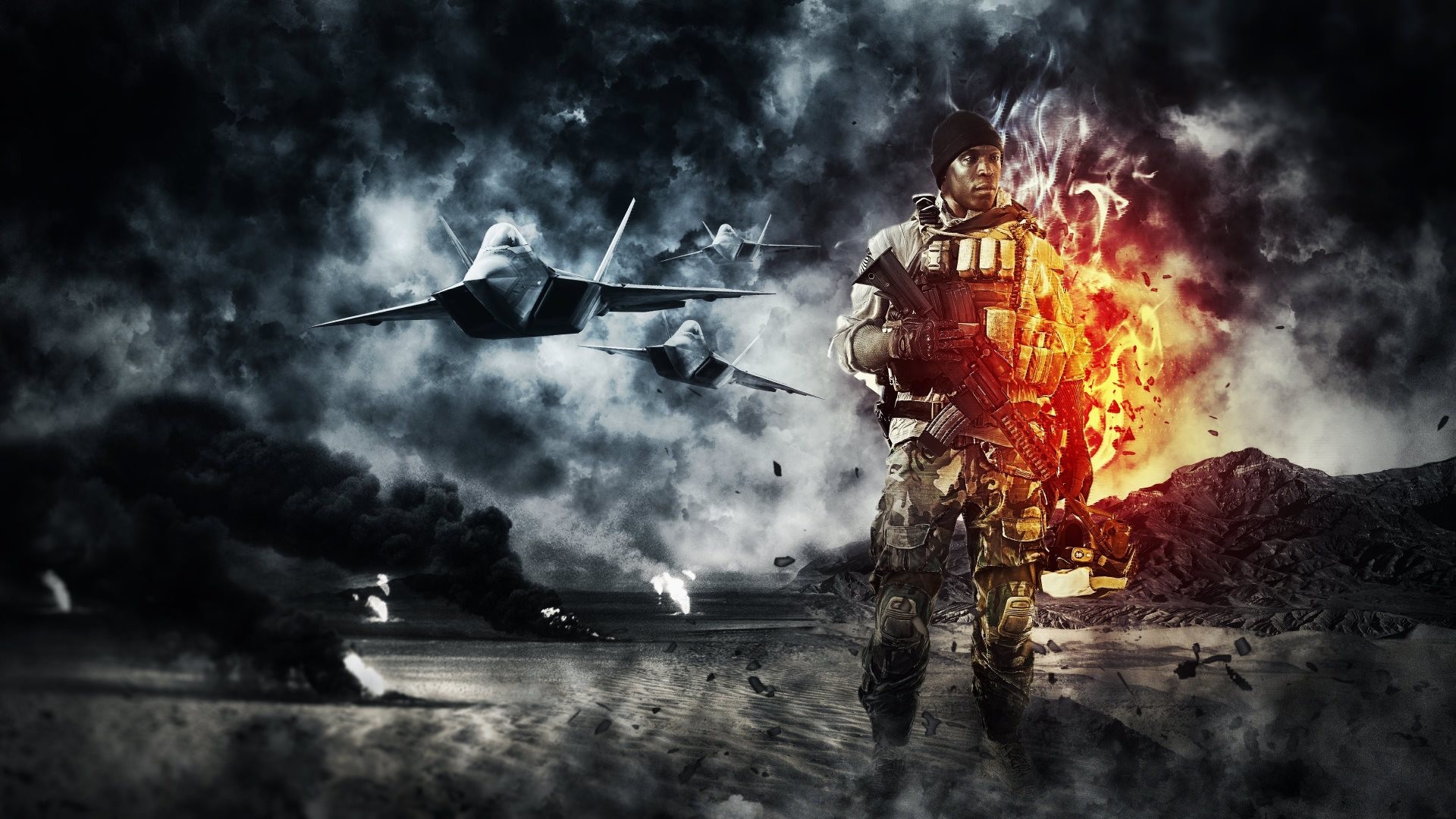 Battlefield, Soldato, Aerei da caccia, Esplosione, 1920x1080, sfondo per PC