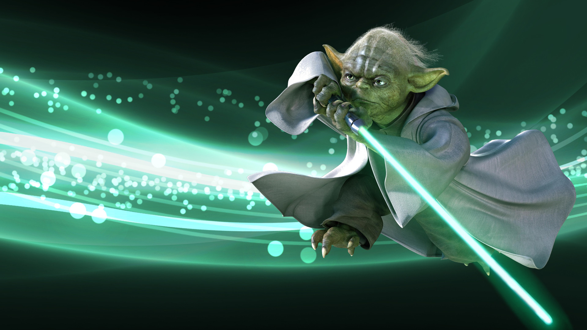 Yoda, Spada laser verde, Star Wars, Arte digitale, Full HD, sfondo per portatile