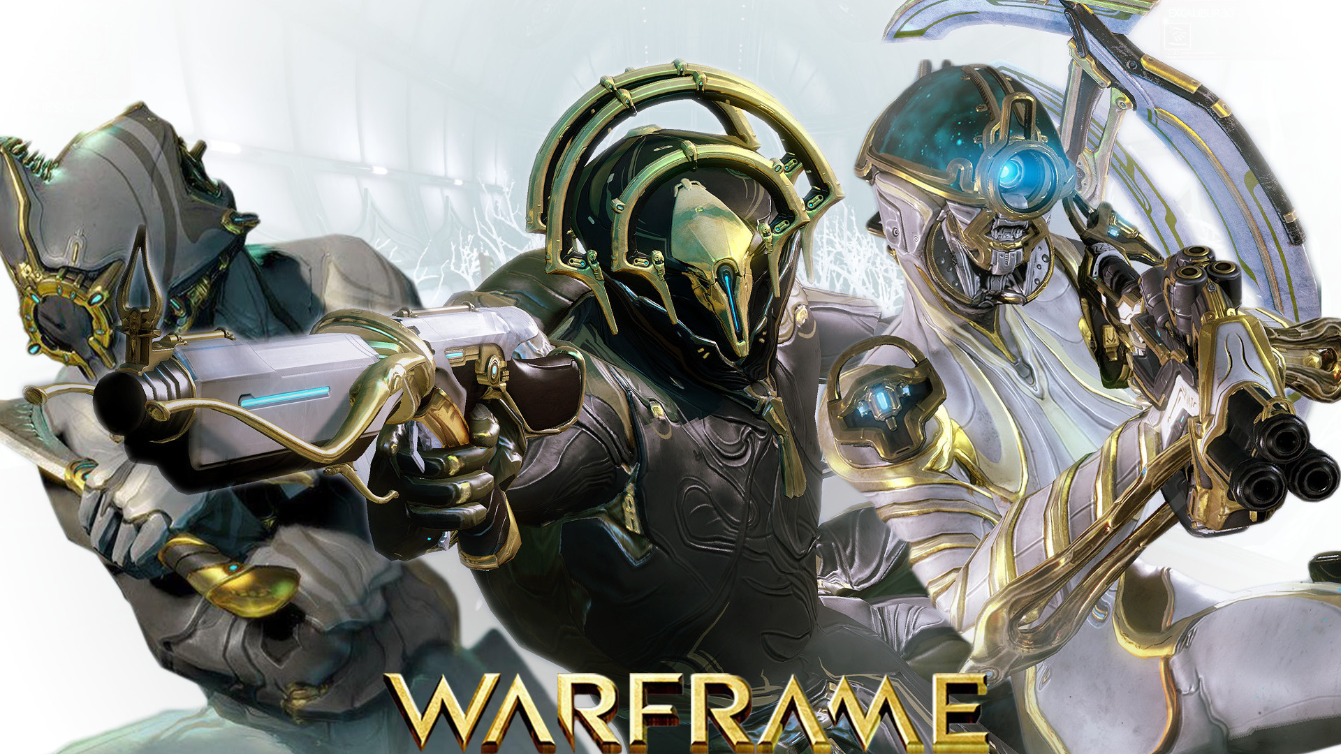 Warframe, Logo Warframe, Prime, Oro, 16:9 Full HD, sfondo widescreen