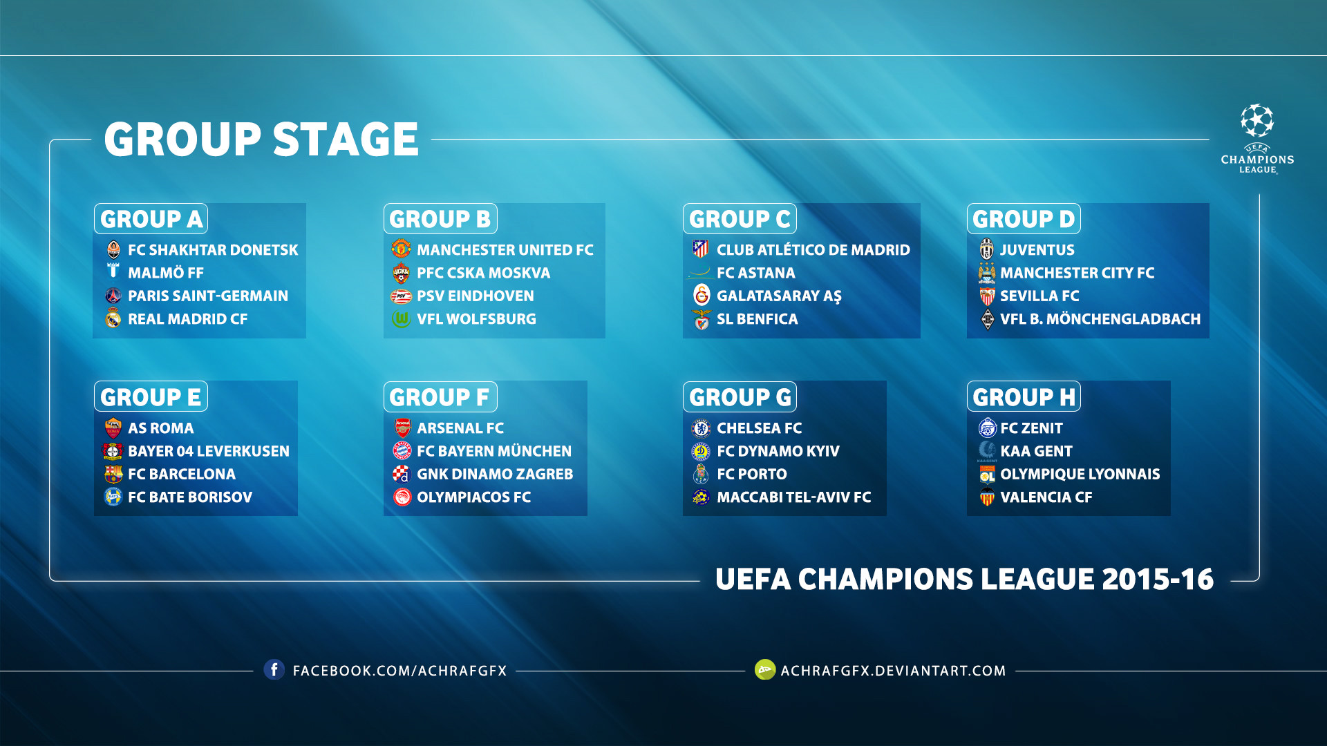UEFA Champions League 2015-2016, Fase a gironi, Gironi, Blu, Full HD, wallpaper per portatile
