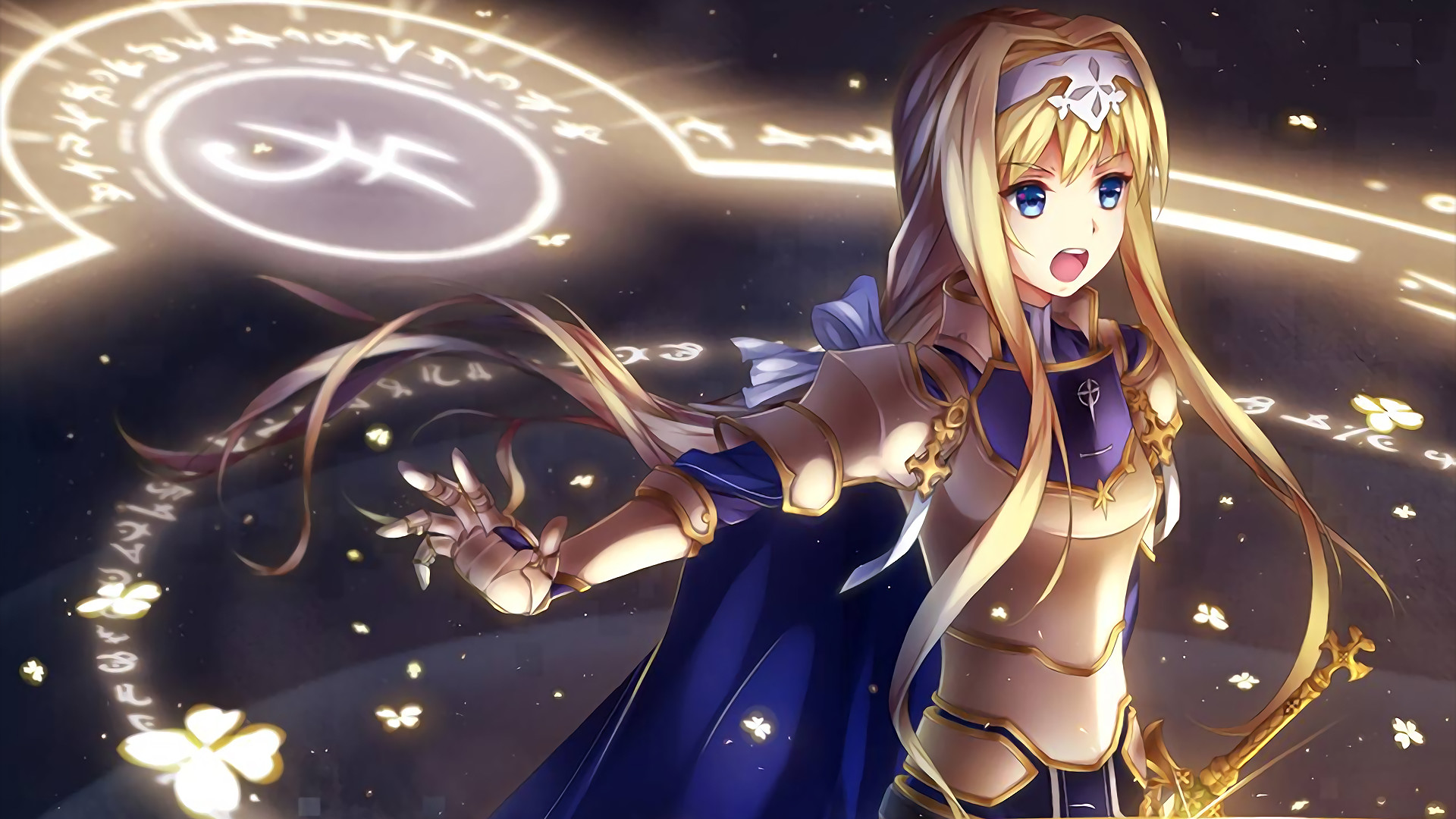 Alice Zuberg, Sword Art Online: Alicization, Armatura dorata, Cerchio magico, sfondo Full HD