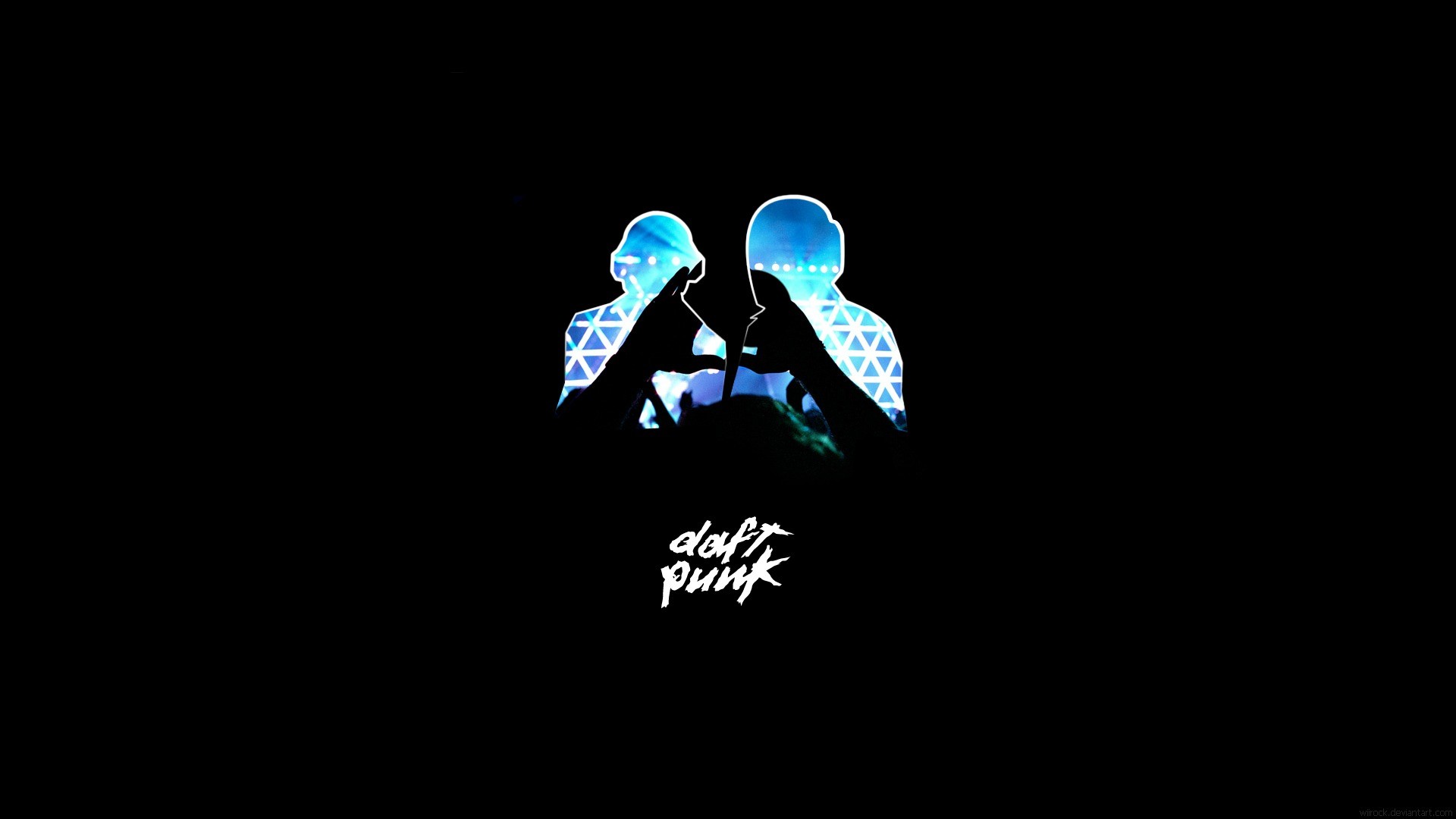 Daft Punk, Logo, Silhouette, Sfondo nero, 1920x1080, wallpaper desktop