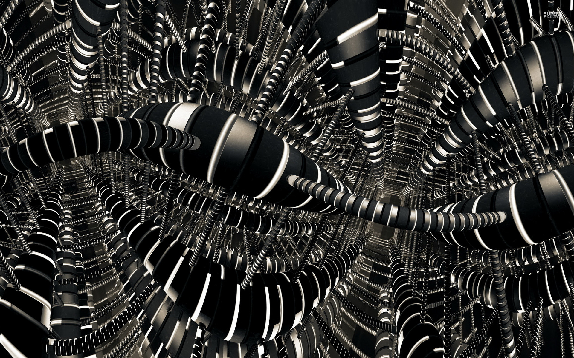 Frattale, Astratto, Rendering 3D, Bianco e nero, 1920x1200, sfondo MacBook Pro