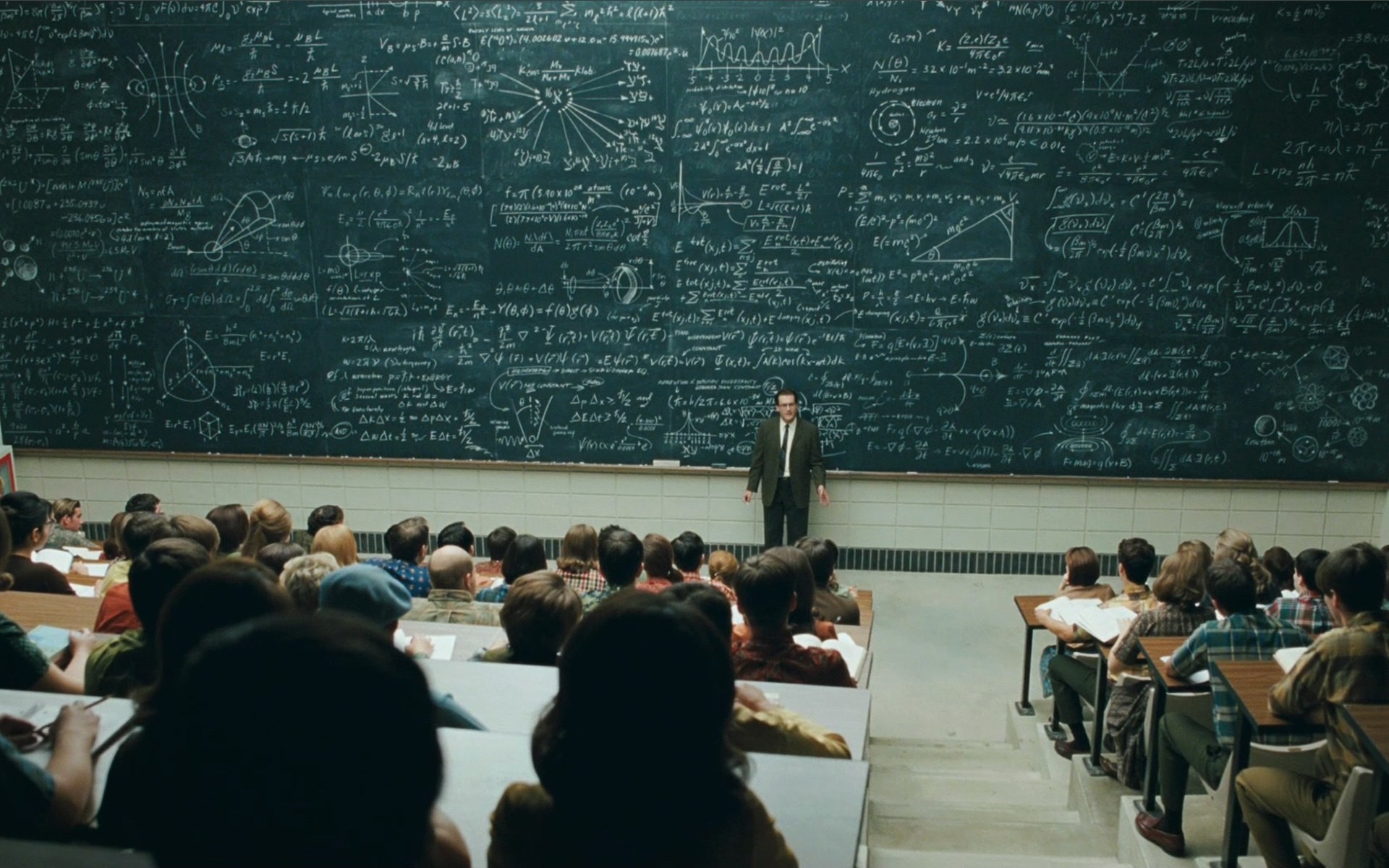 Lavagna, Aula universitaria, Professore, Formule, 1920x1200, sfondo per PC