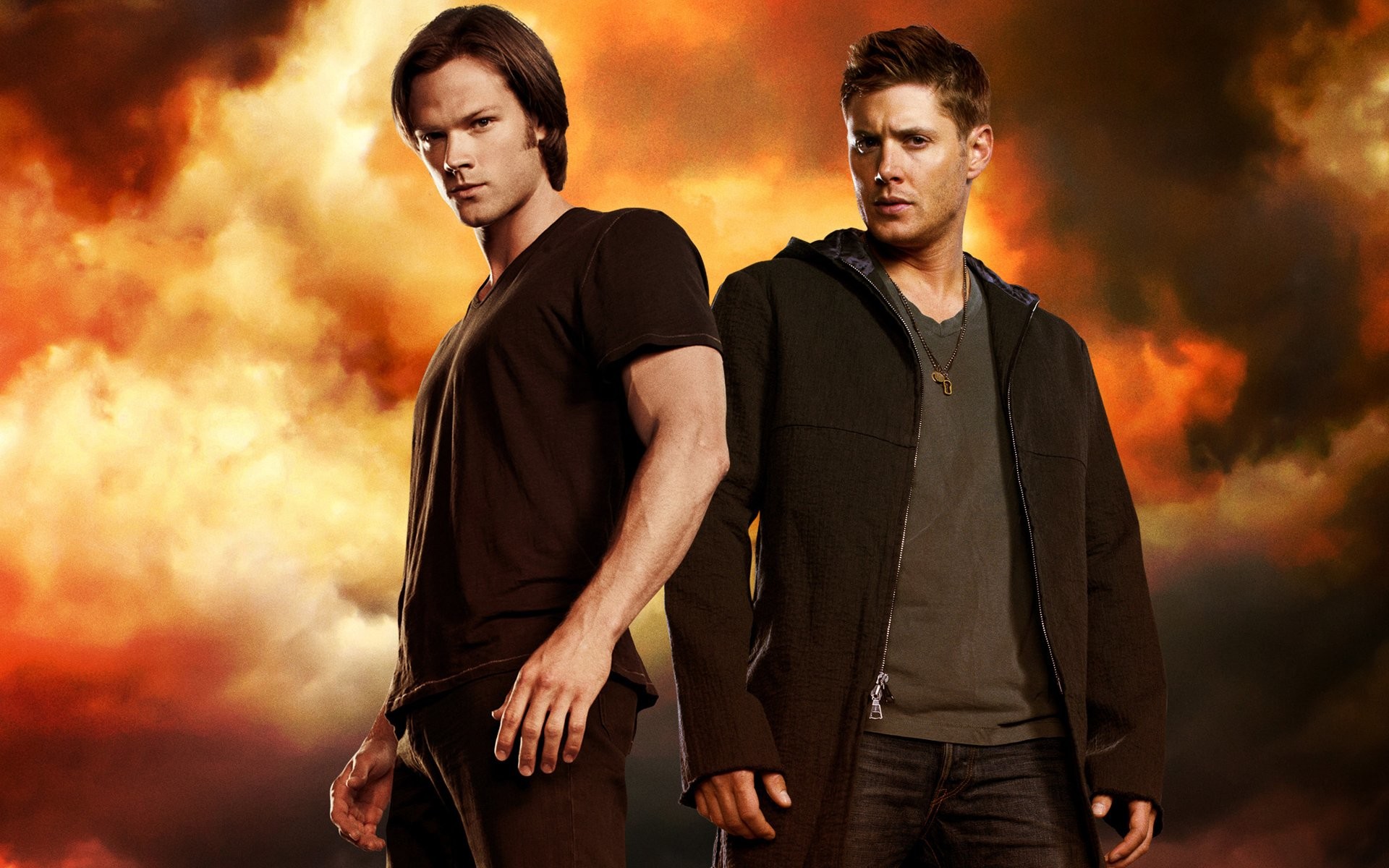 Sam Winchester, Dean Winchester, Jared Padalecki, Jensen Ackles, Fuoco, sfondo 1920x1200 per PC