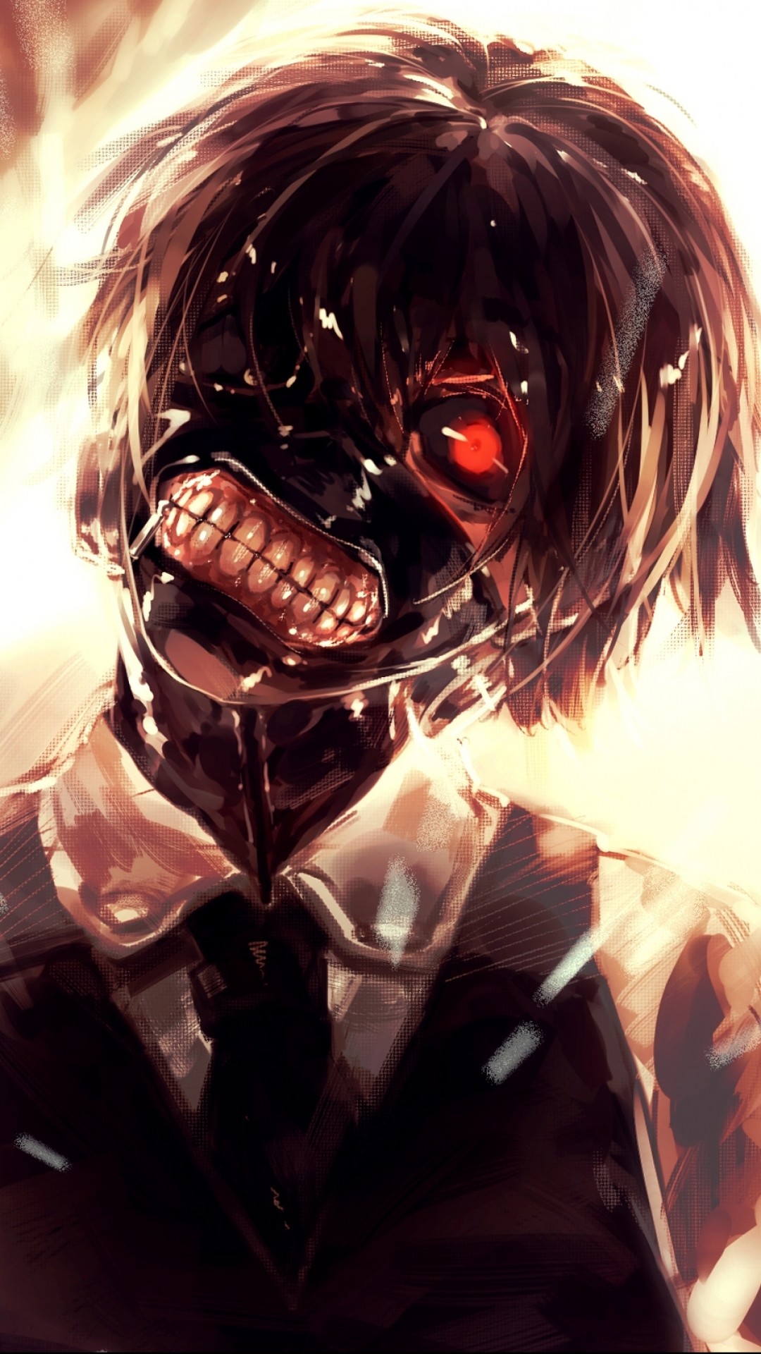 Ken Kaneki, Tokyo Ghoul, Maschera da ghoul, Occhio rosso, Full HD, sfondo per smartphone