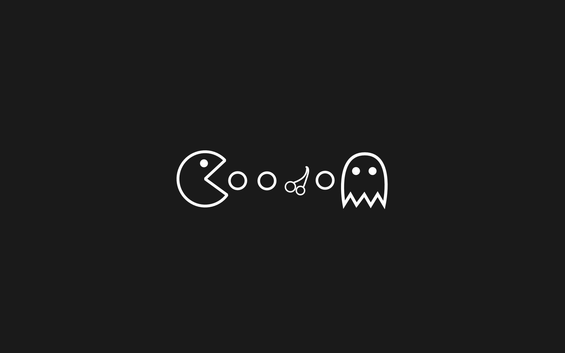 Pac-Man, Fantasma, Sfondo nero, Line art, Full HD, wallpaper per computer