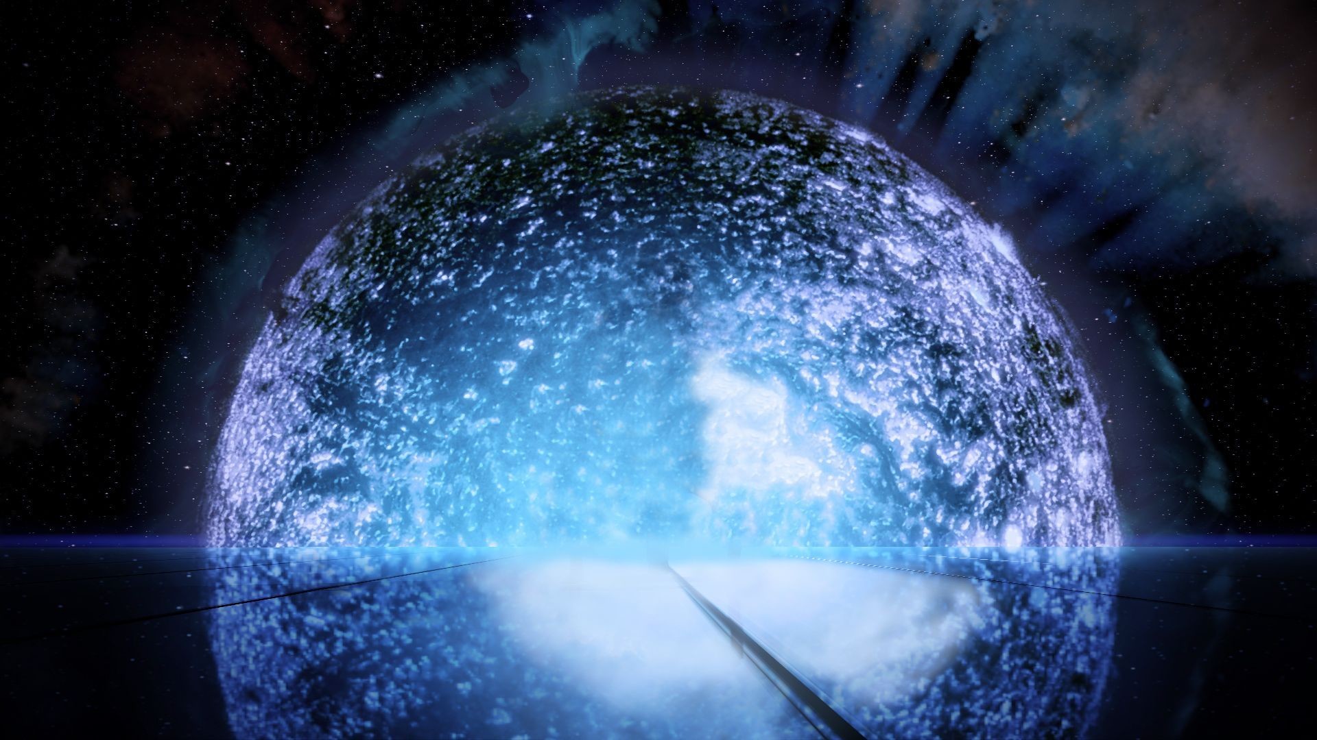 Mass Effect, Cittadella, Spazio, Stelle, Blu, Full HD, sfondo per PC