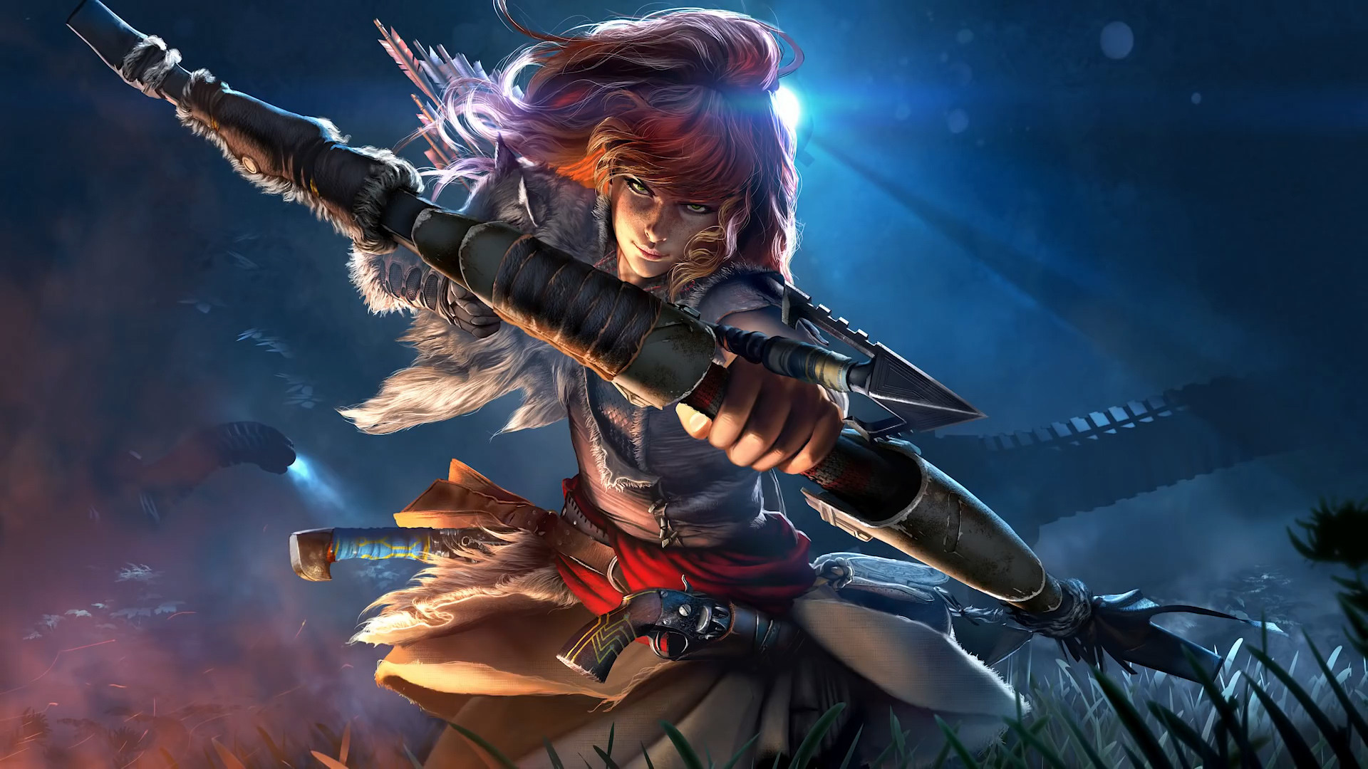 Aloy, Horizon Zero Dawn, Arco, Arte digitale, Full HD, sfondo per PC
