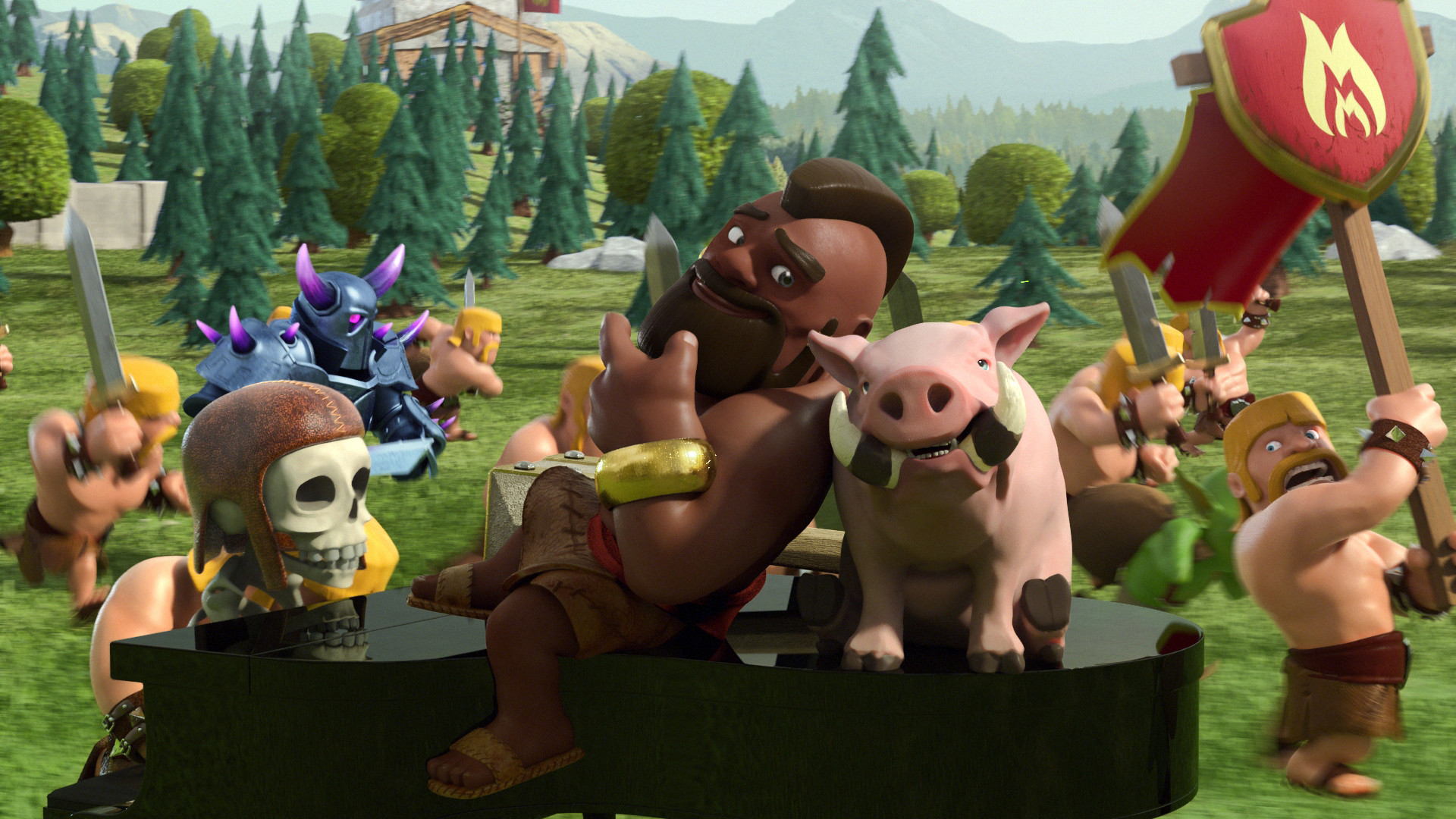 Domatore di cinghiali, Valchiria, P.E.K.K.A, Clash of Clans, Maiale, Bosco, sfondo Full HD per computer