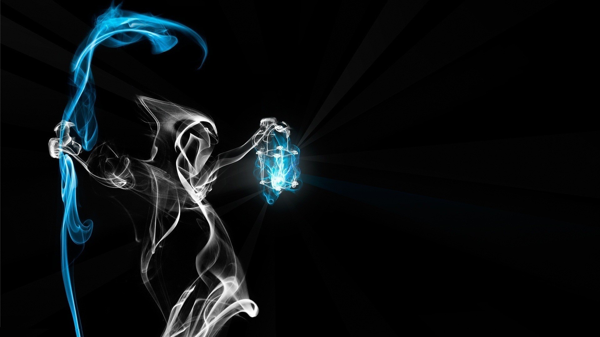 Tristo Mietitore, Fumo, Lanterna, Sfondo nero, Full HD, wallpaper per PC