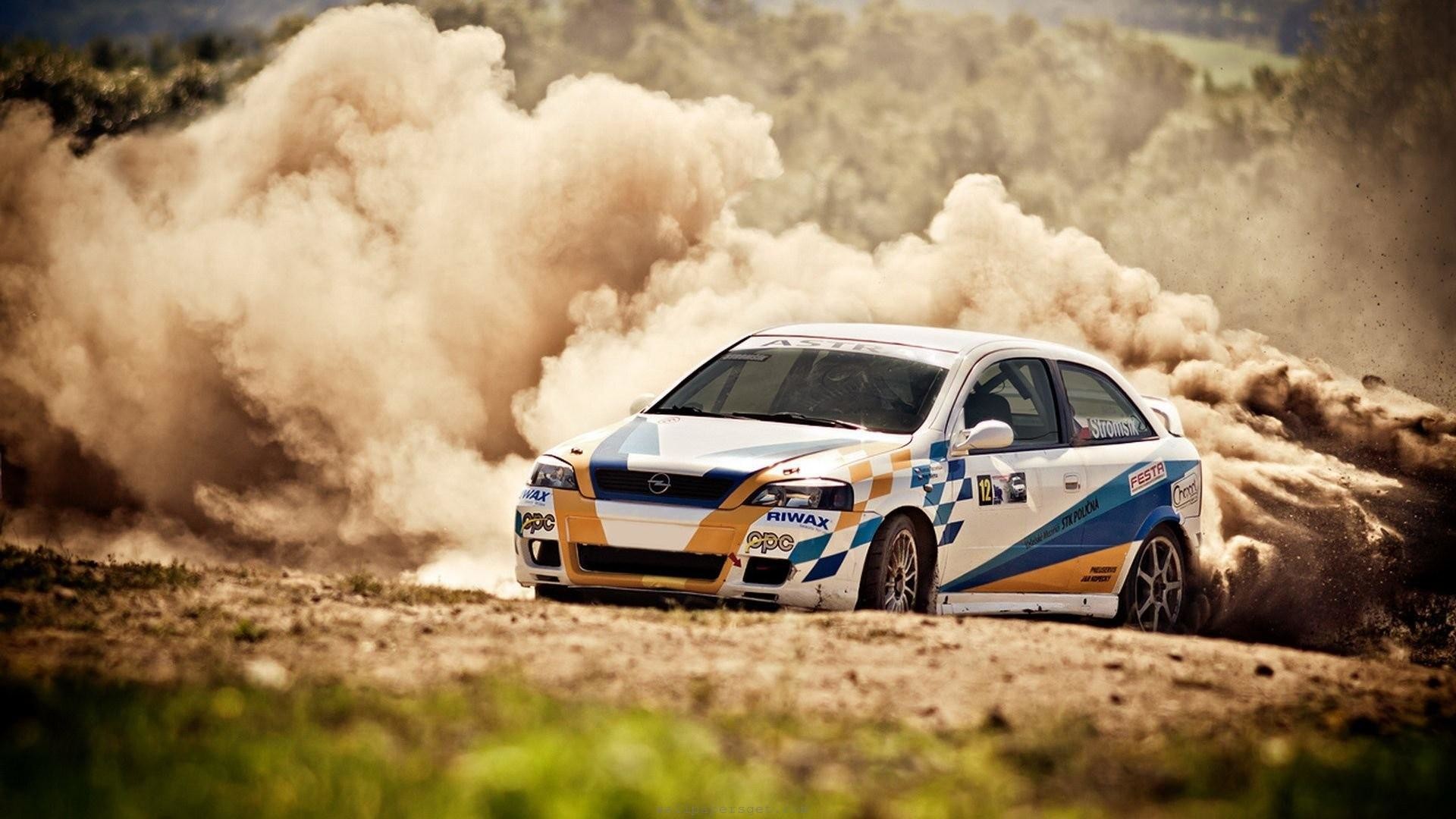 Opel Astra, Auto da rally, Polvere, Sterrato, Derapata, 16:9 Full HD, wallpaper widescreen