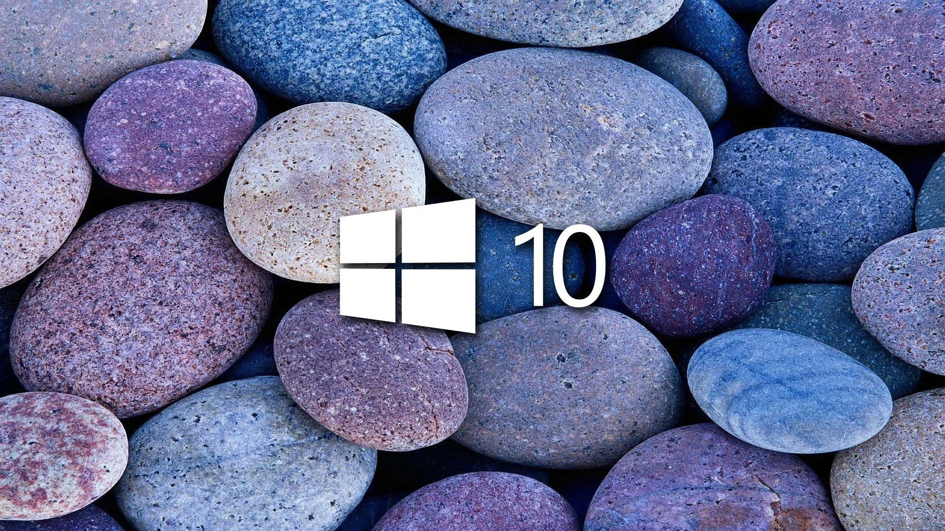Windows 10, Logo Windows, Ciottoli, Pietre, Full HD, sfondo per portatile