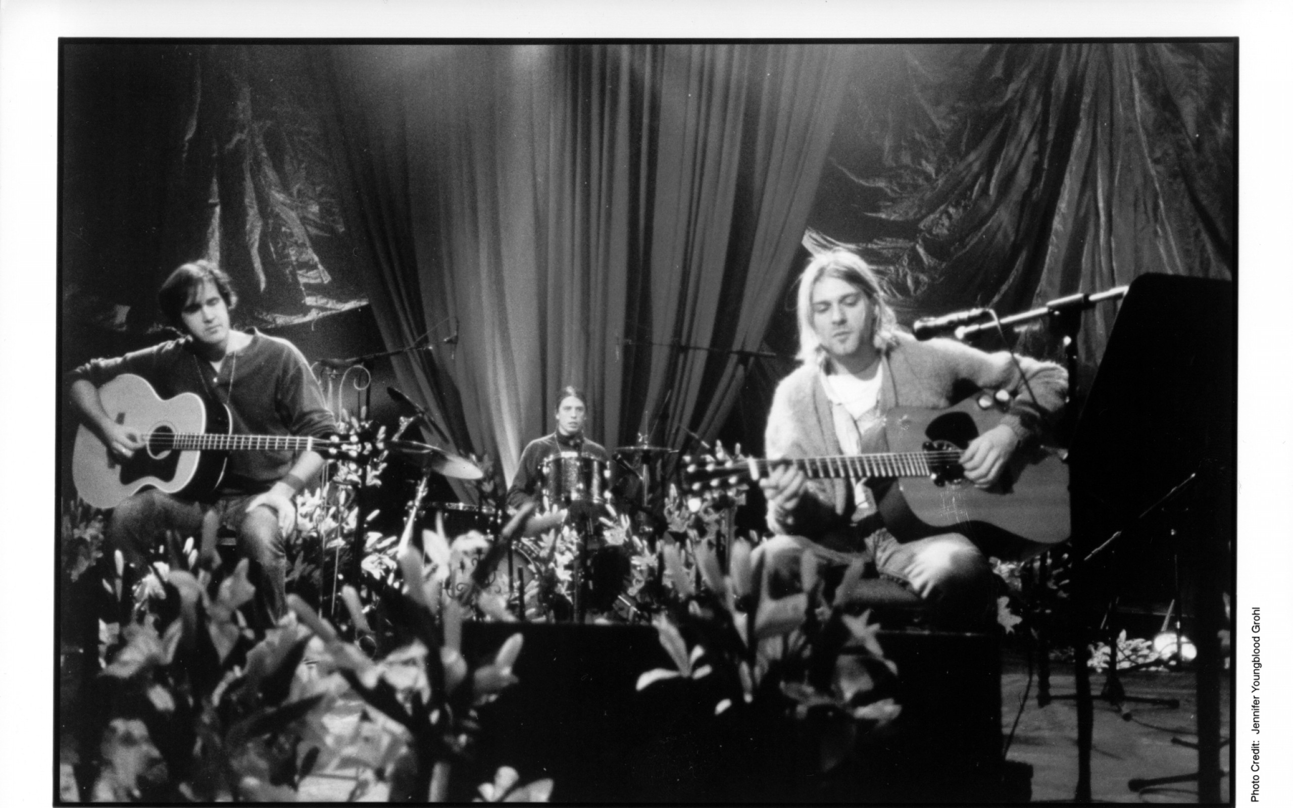 MTV Unplugged in New York, Nirvana, Kurt Cobain, Bianco e nero, 16:10 2K, sfondo widescreen