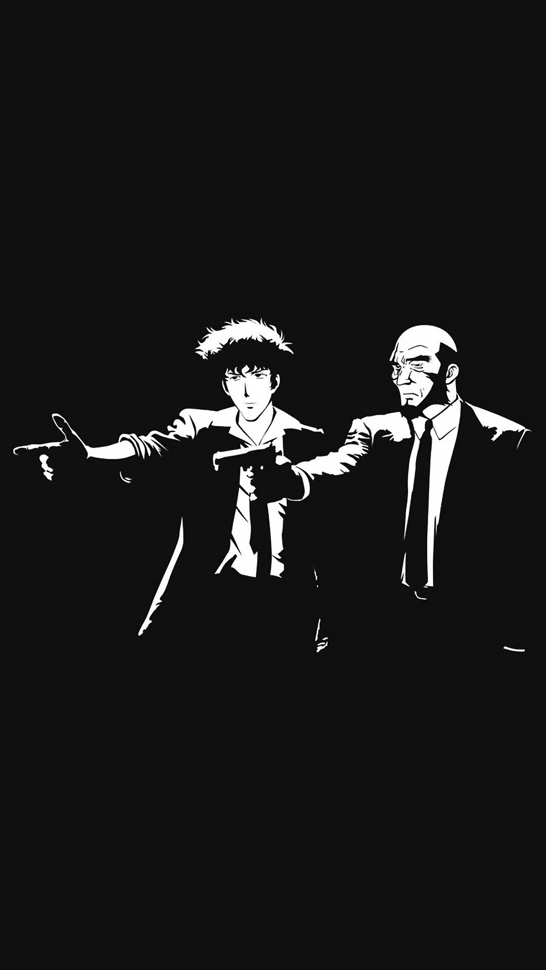 Spike Spiegel, Jet Black, Pulp Fiction, Parodia, Bianco e nero, 1080x1920, schermata di blocco iPhone