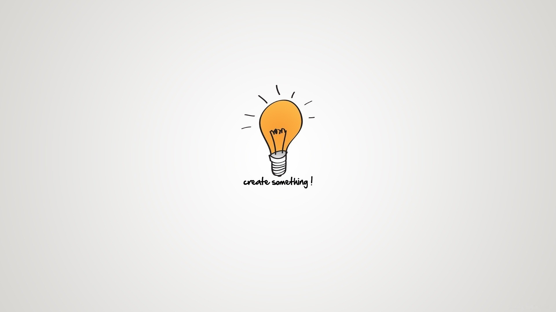 Create something, Lampadina, Sfondo bianco, Minimalista, Idea, 16:9 Full HD, wallpaper widescreen