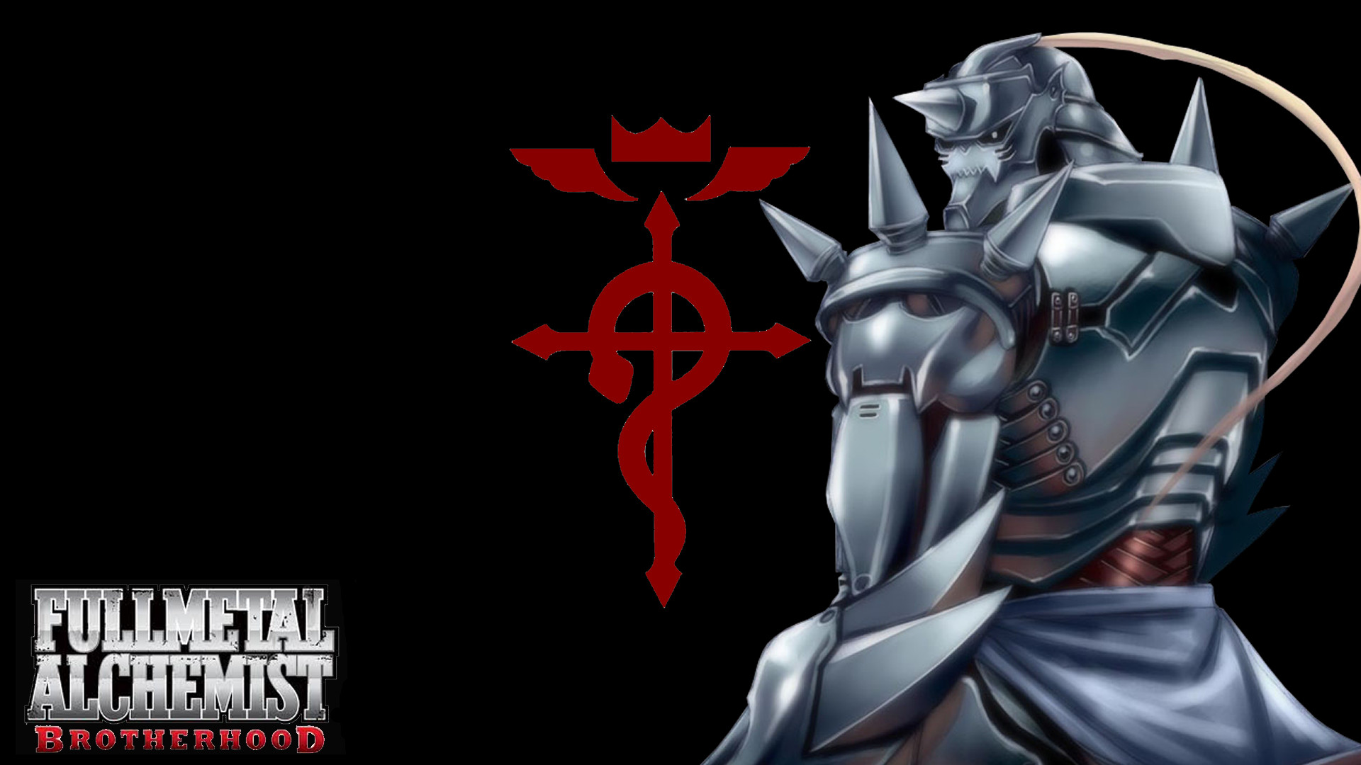 Alphonse Elric, Fiamel, Fullmetal Alchemist: Brotherhood, Logo, Sfondo nero, wallpaper Full HD