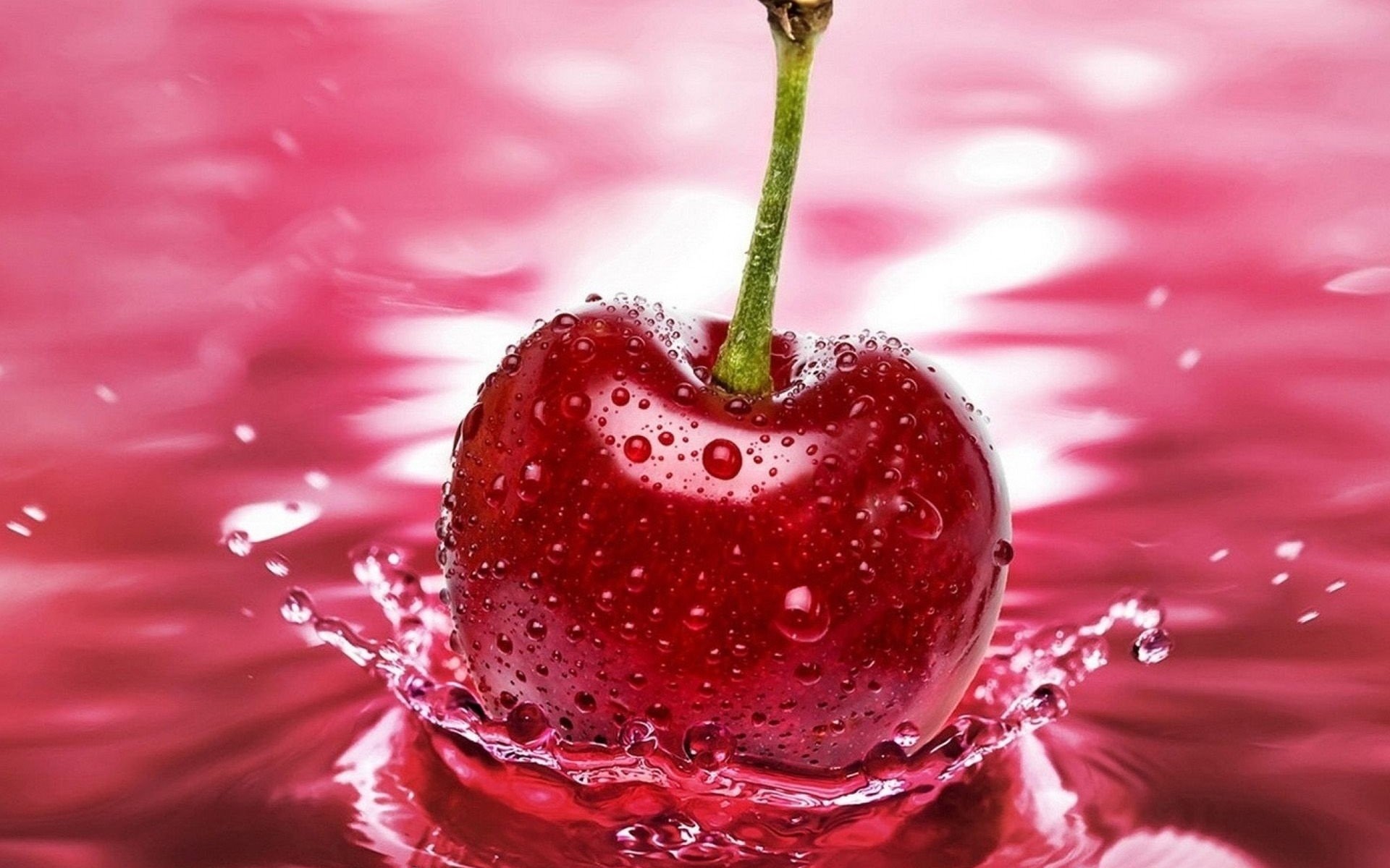 Ciliegia, Schizzo, Gocce d'acqua, Rosa, 1920x1200, sfondo MacBook Pro