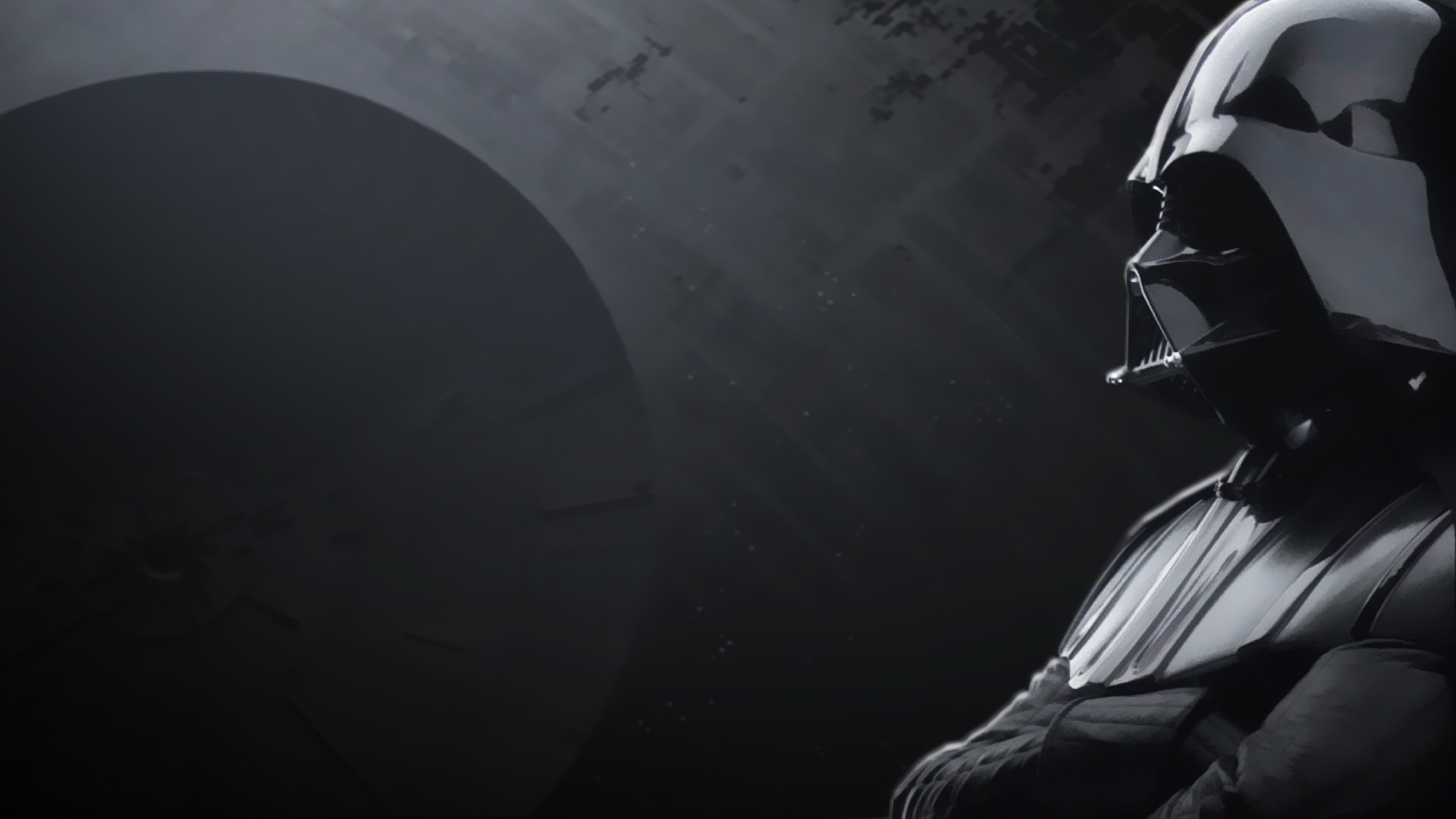 Darth Vader, Morte Nera, Bianco e nero, Profilo, Full HD, sfondo per PC e portatile