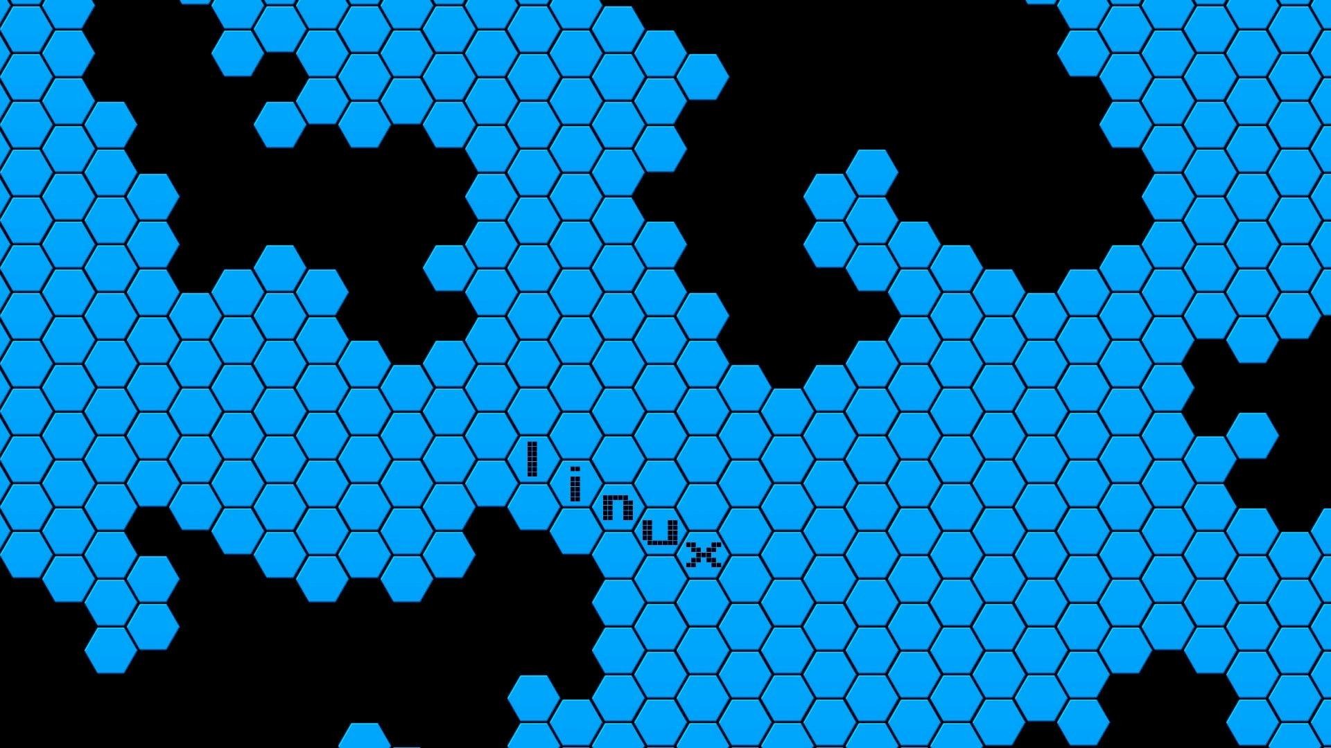 Linux, Esagoni, Blu, 1920x1080, immagine di sfondo