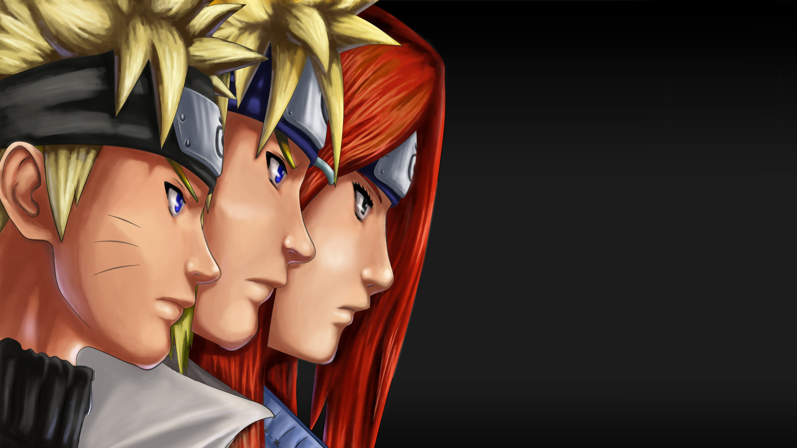 Naruto Uzumaki, Minato Namikaze, Kushina Uzumaki, Naruto, Profilo, sfondo 2560x1440 per PC