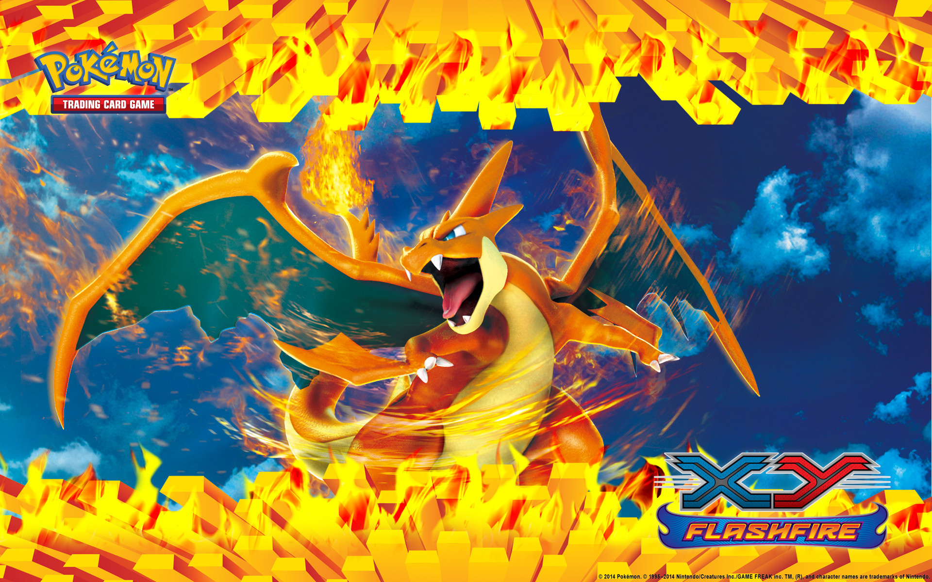 Mega Charizard Y, Pokémon XY Flashfire, Gioco di carte collezionabili Pokémon, Fiamme, sfondo Full HD