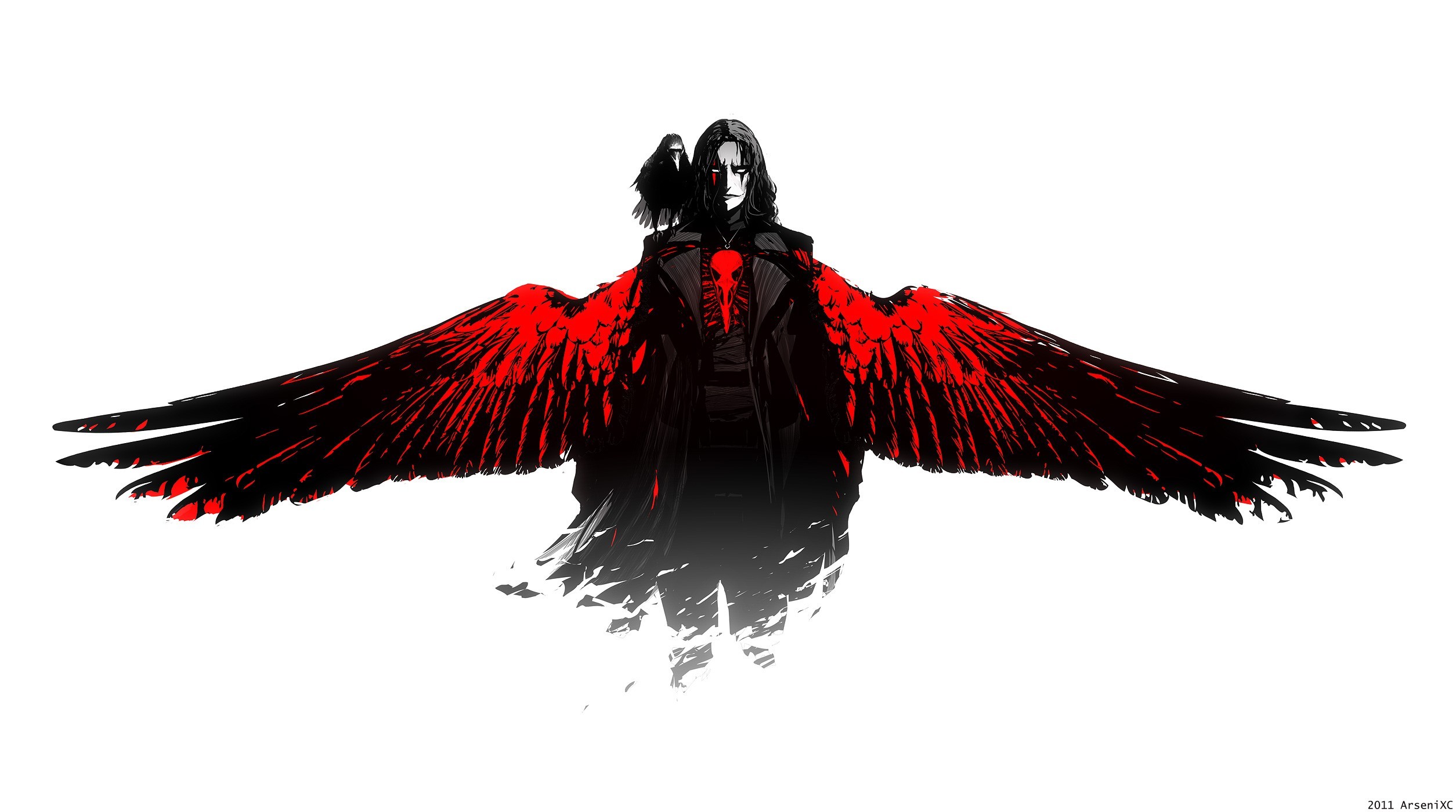 Eric Draven, Il corvo, Brandon Lee, Ali rosse, Sfondo bianco, 16:9 Full HD, wallpaper widescreen
