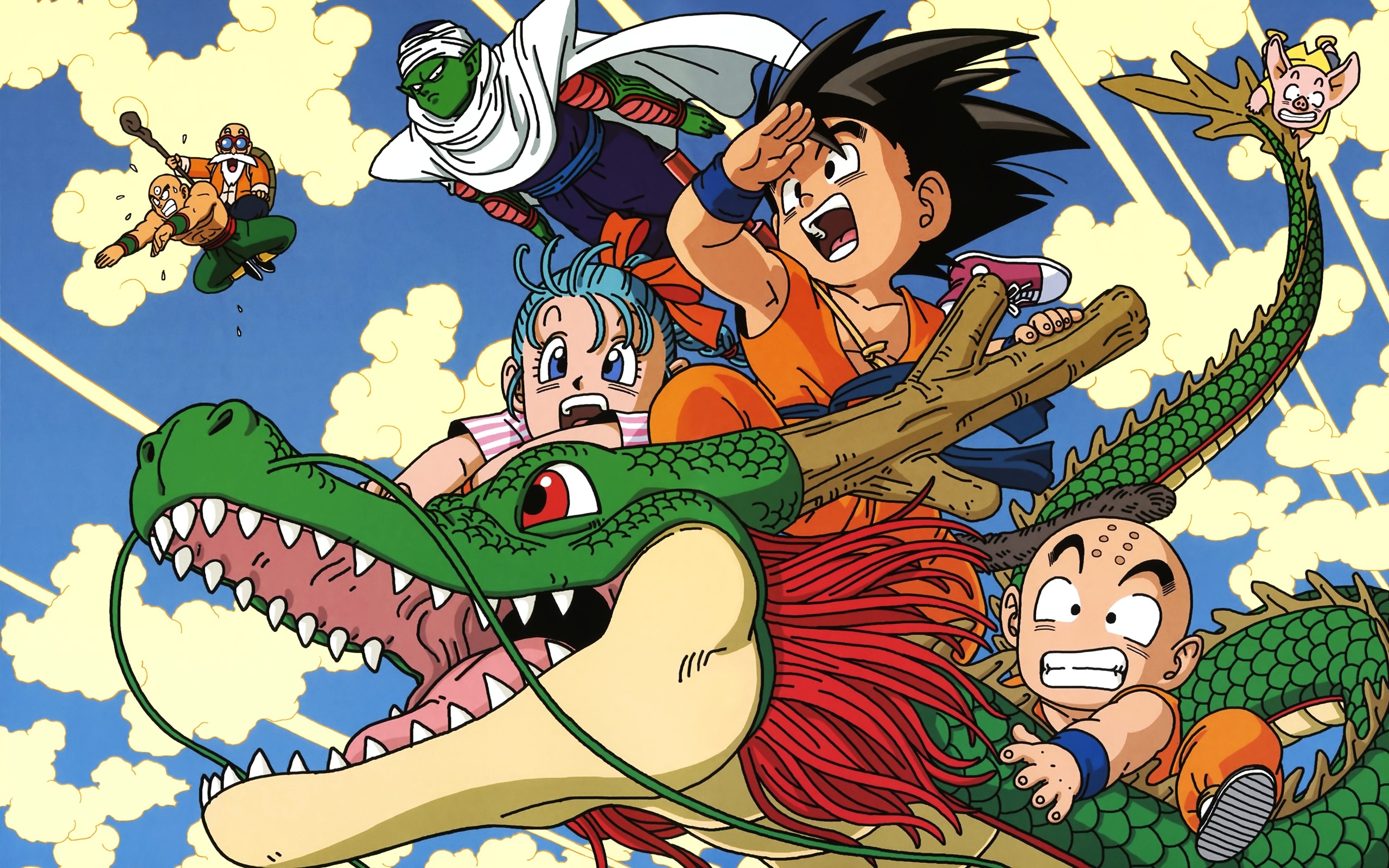 Goku, Bulma, Crilin, Dragon Ball, Drago, 2560x1600, immagine di sfondo