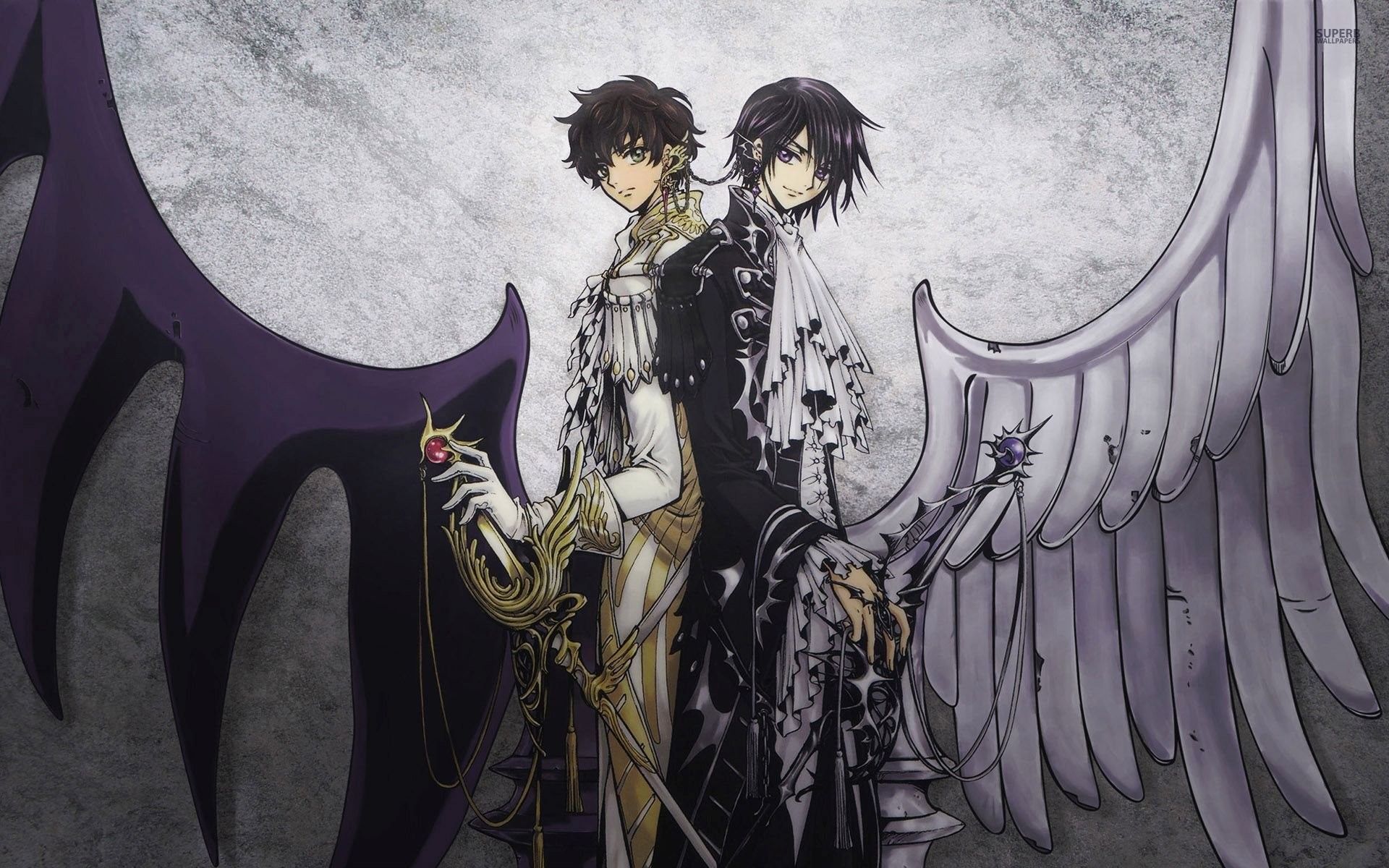 Lelouch Lamperouge, Suzaku Kururugi, Code Geass, Ali, Luna, Full HD, sfondo per portatile