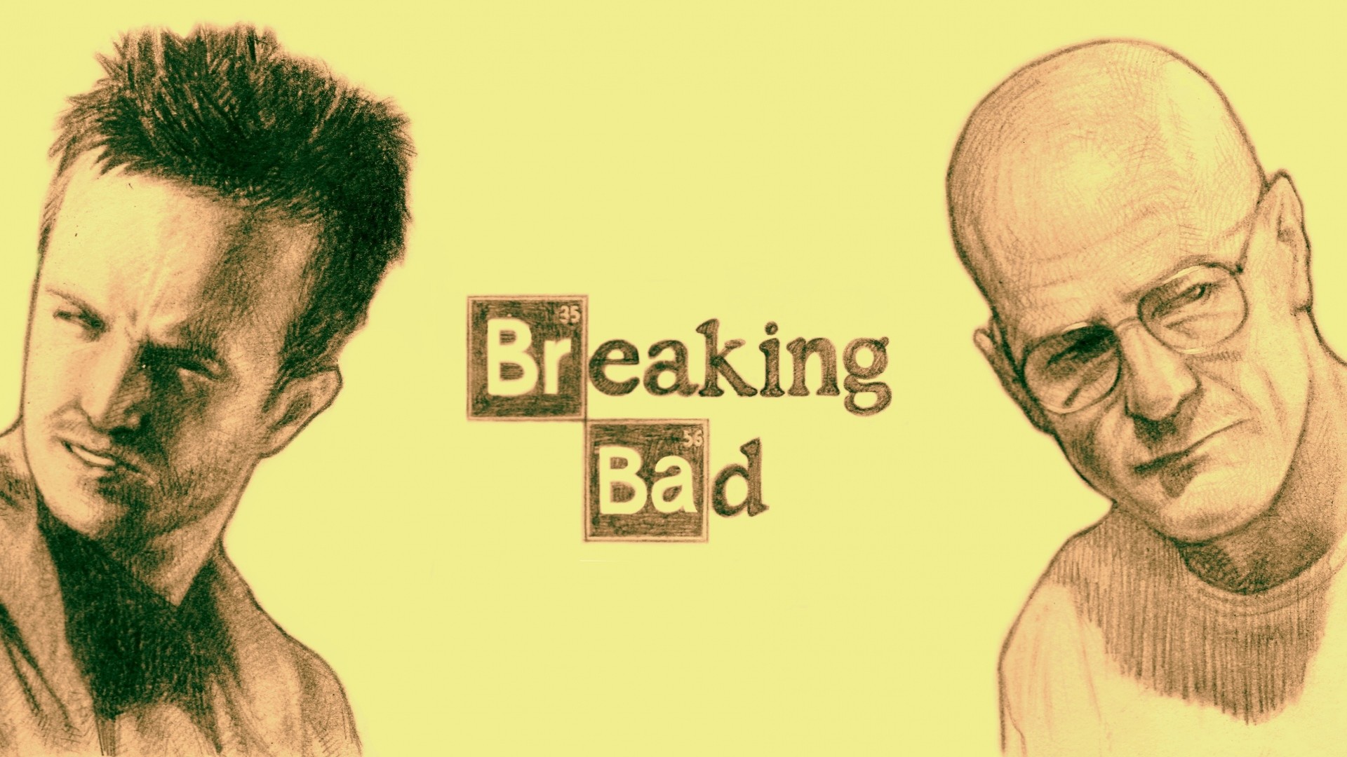 Walter White, Jesse Pinkman, Breaking Bad, Logo, Disegno a matita, sfondo desktop Full HD