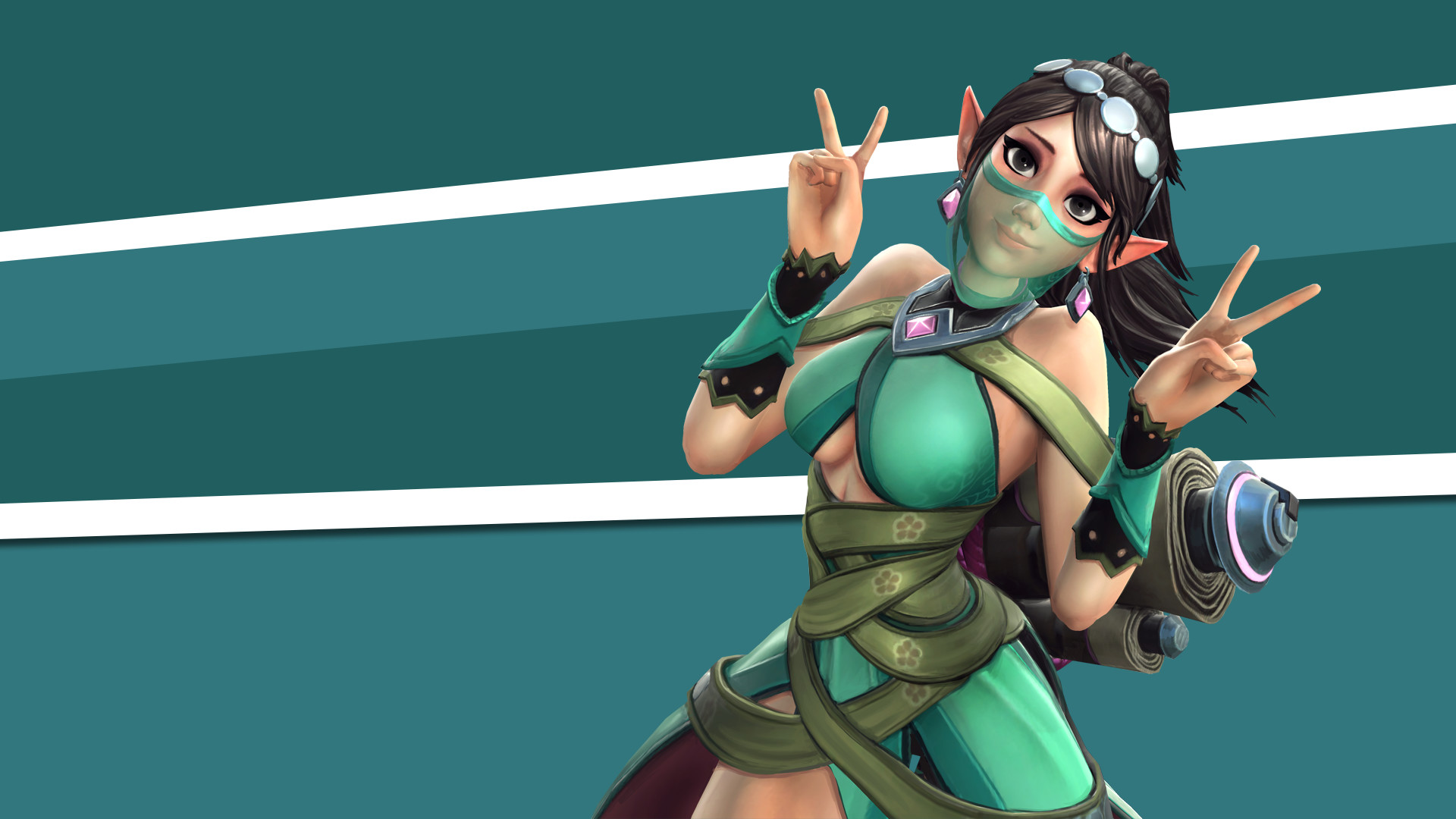 Ying, Paladins, Segno di pace, Verde acqua, 16:9 Full HD, sfondo widescreen