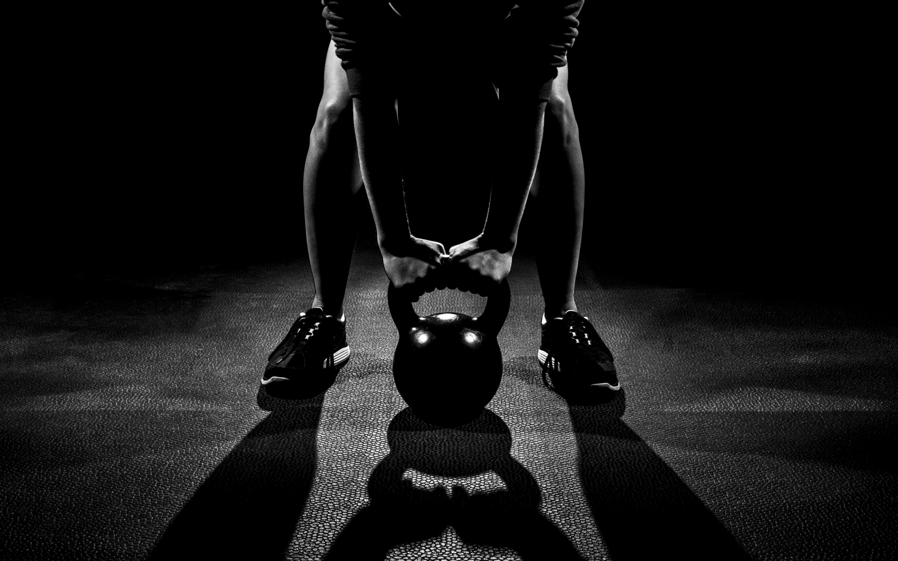 Kettlebell, Allenamento, Bianco e nero, 2880x1800, immagine di sfondo