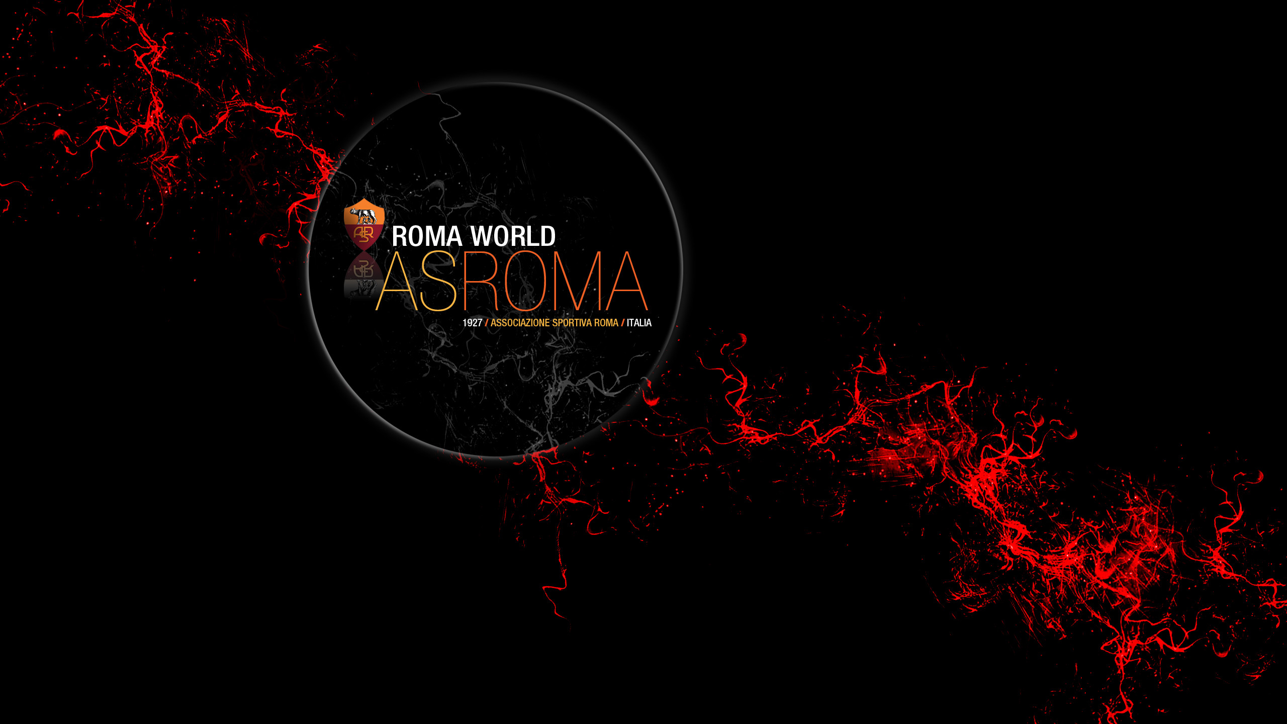 AS Roma, Roma World, Logo, Sfondo nero, 16:9 2K, wallpaper widescreen