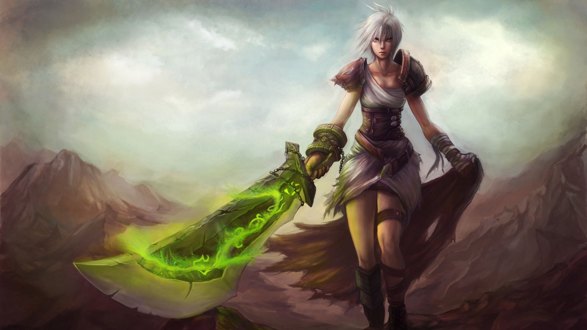 Riven, League of Legends, Spada spezzata, Pittura digitale, Fantasy, sfondo Full HD per portatile